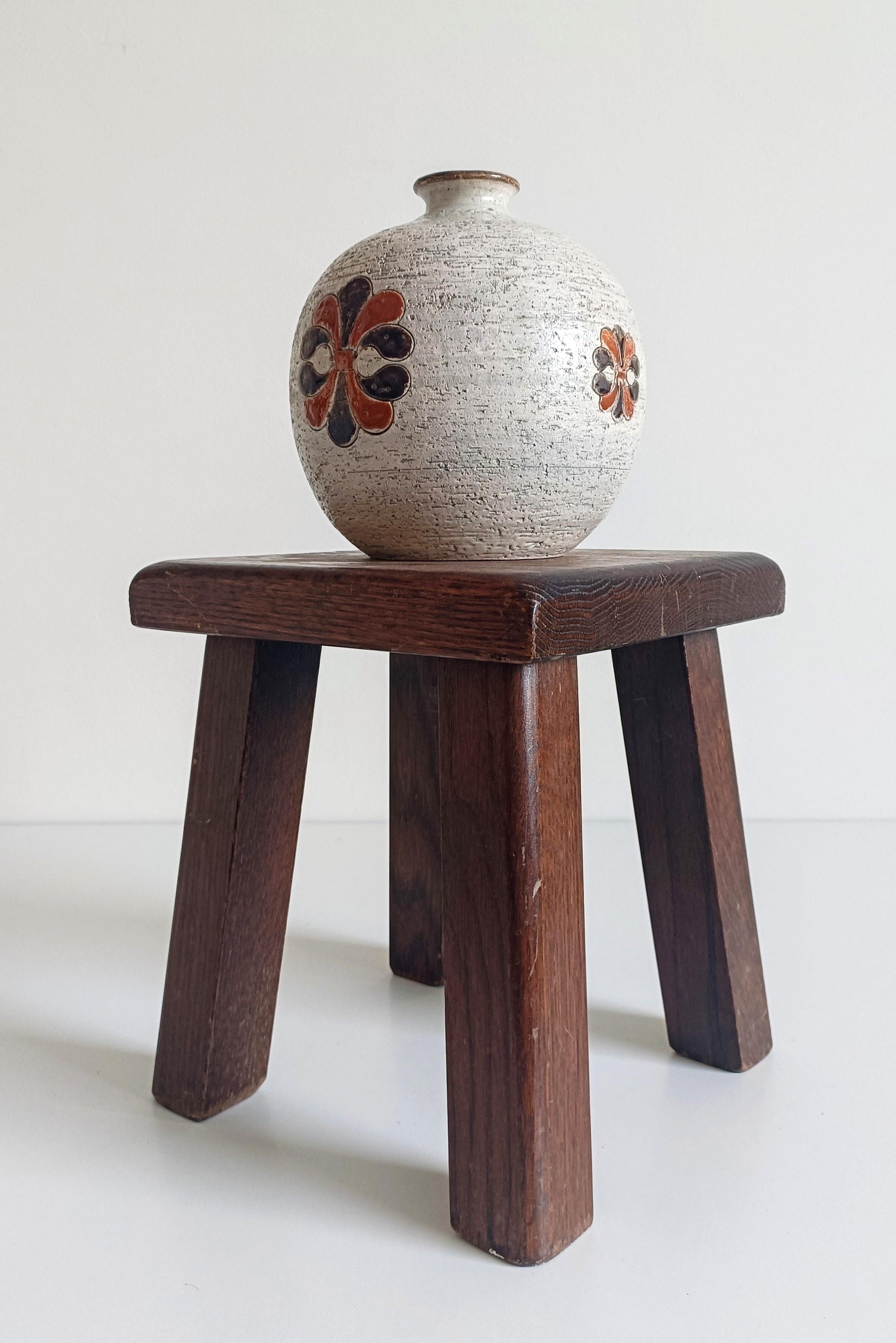 Mid-Century Modern Bitossi by Aldo Londi Chamotte Ball Vase, Italy, 1960s For Sale