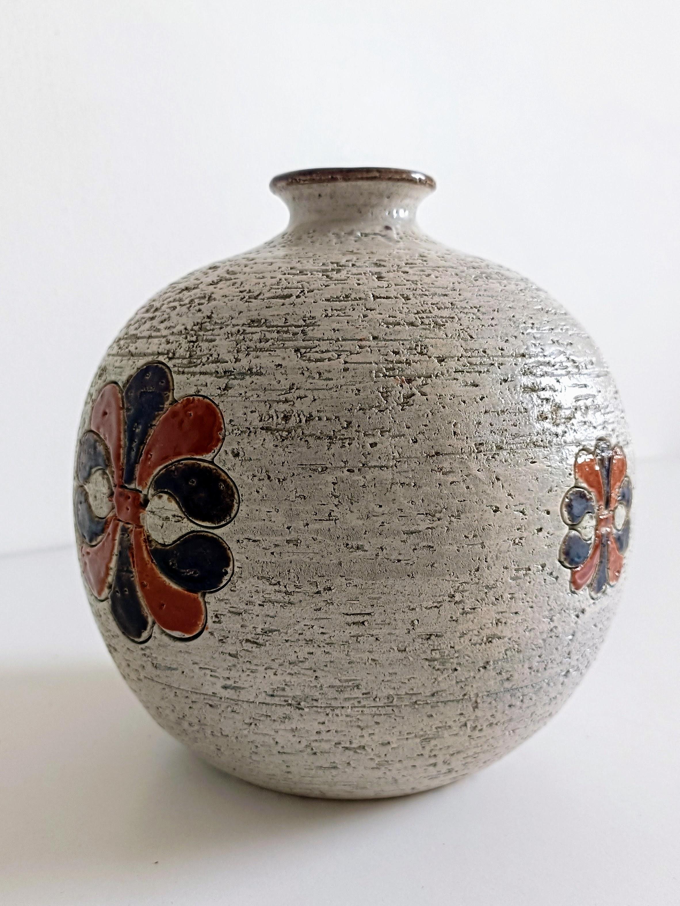 Glazed Bitossi by Aldo Londi Chamotte Ball Vase, Italy, 1960s For Sale
