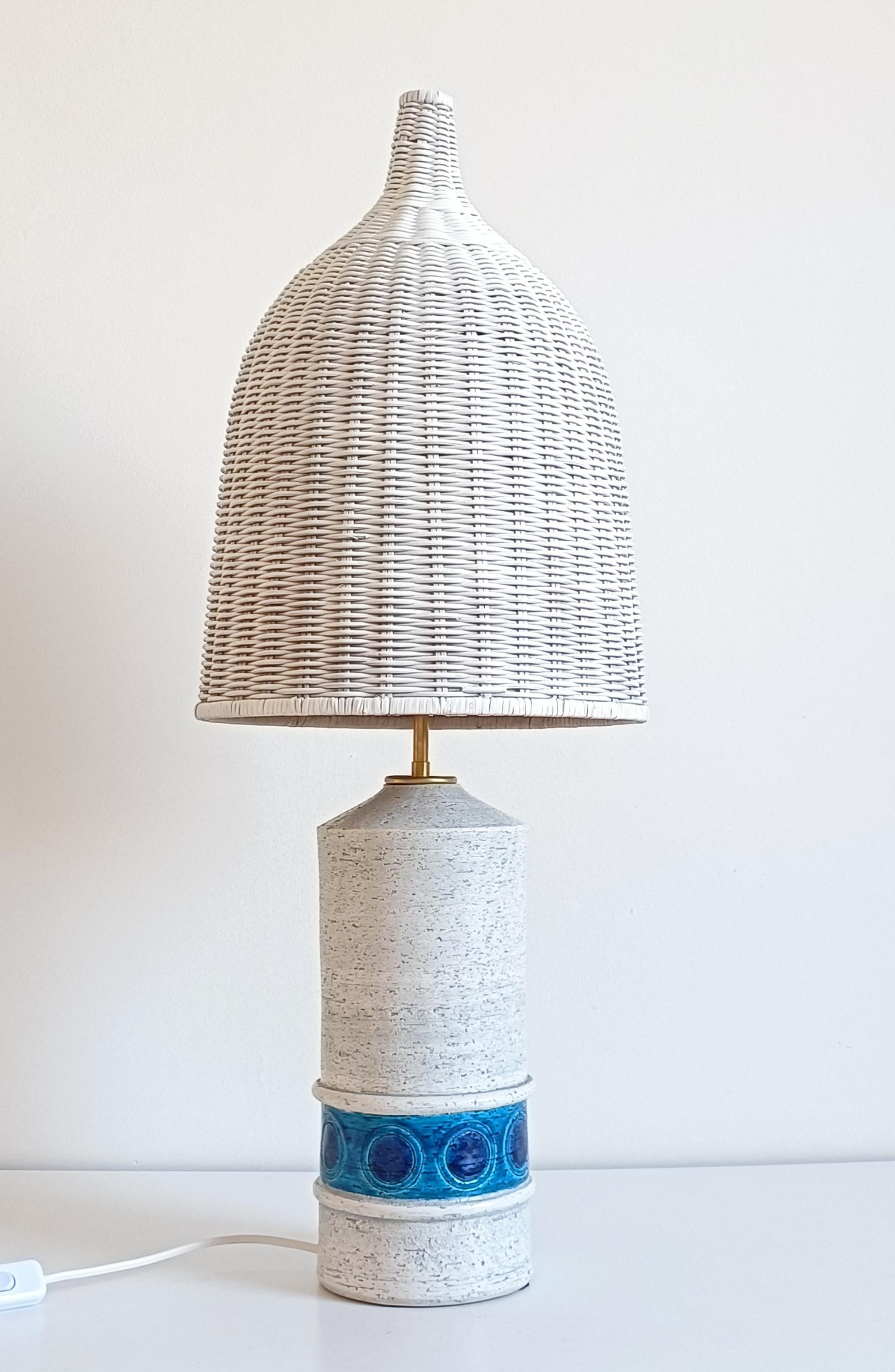 Bitossi by Aldo Londi for Bergboms Ceramic and Wicker Table Lamp, Italy 1960s 7