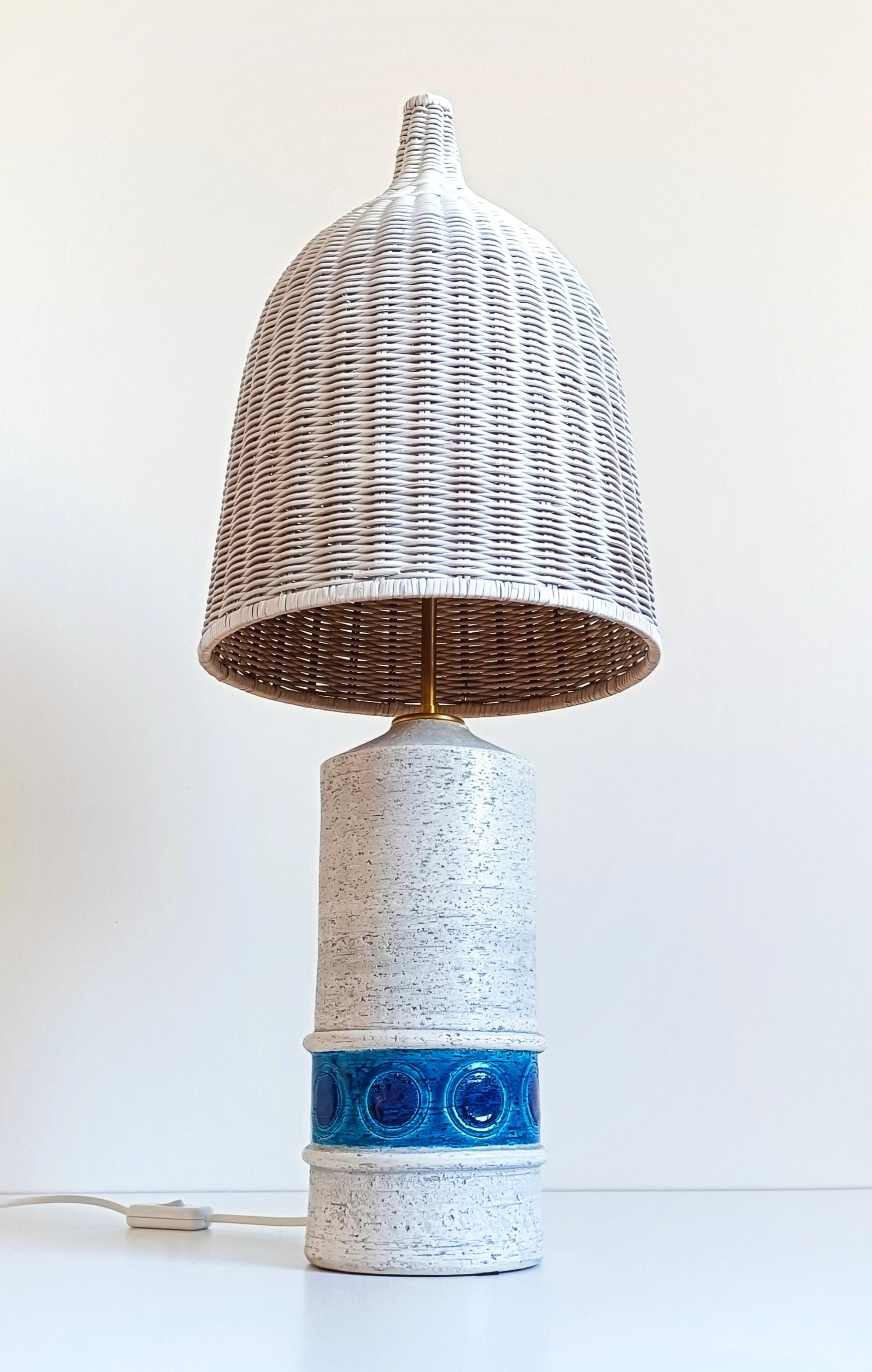 Bitossi by Aldo Londi for Bergboms Ceramic and Wicker Table Lamp, Italy 1960s 9