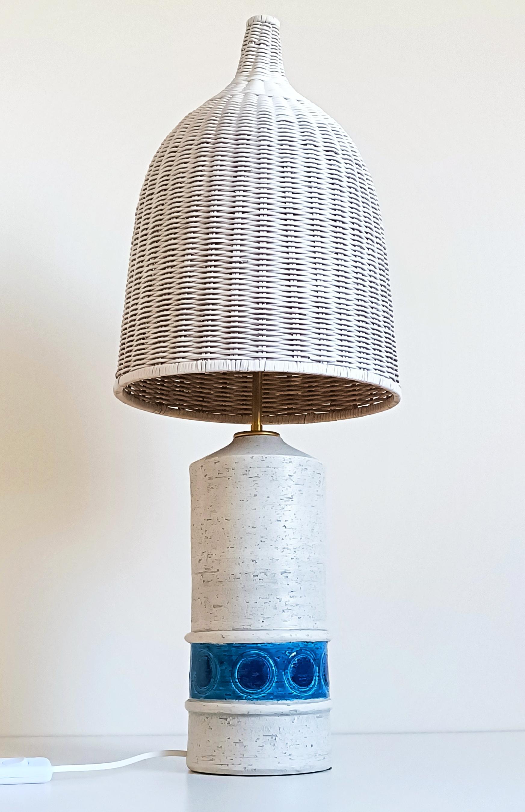 Bitossi by Aldo Londi for Bergboms Ceramic and Wicker Table Lamp, Italy 1960s 10