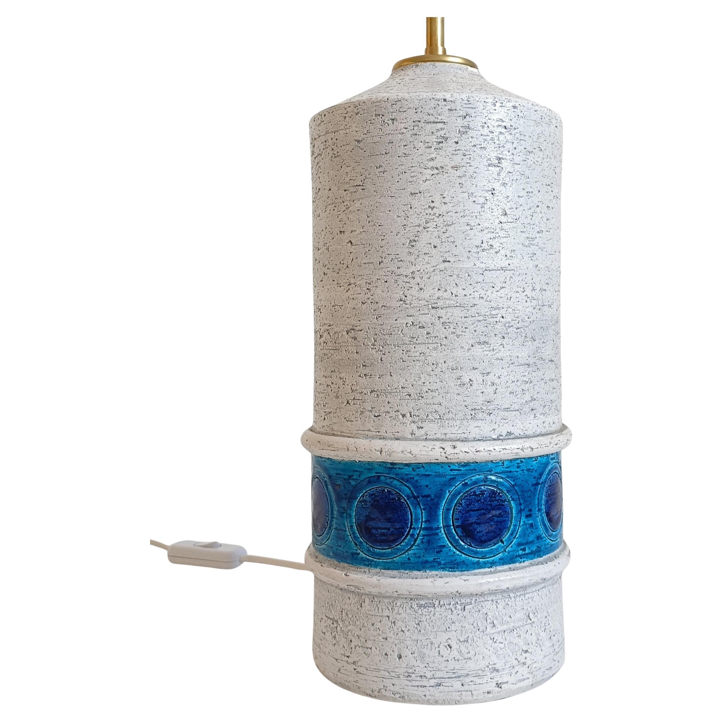 Glazed Bitossi by Aldo Londi for Bergboms Ceramic and Wicker Table Lamp, Italy 1960s