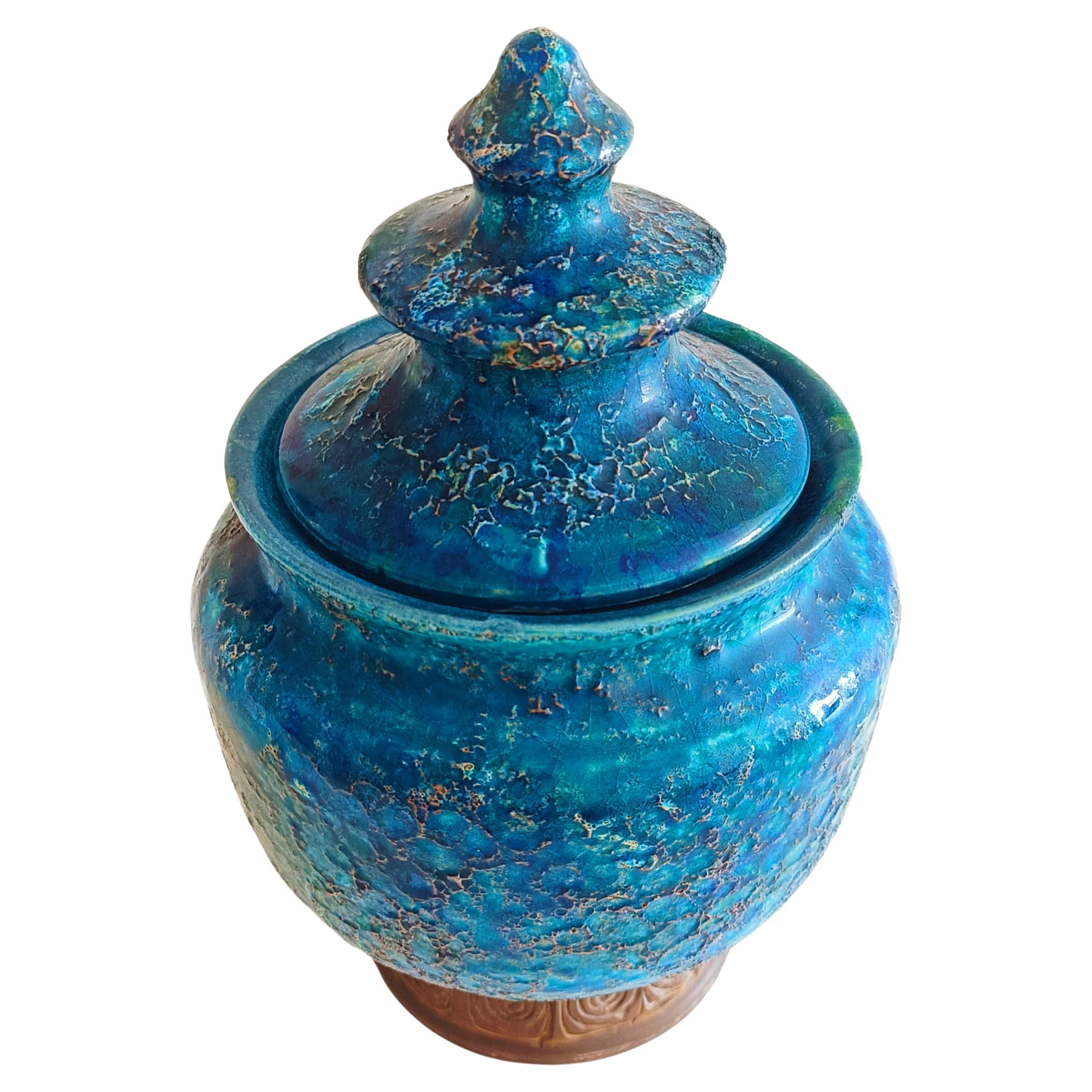 Mid-Century Modern Bitossi by Aldo Londi for Rosenthal Netter Pagoda Shaped Lidded Jar, Italy 1960s