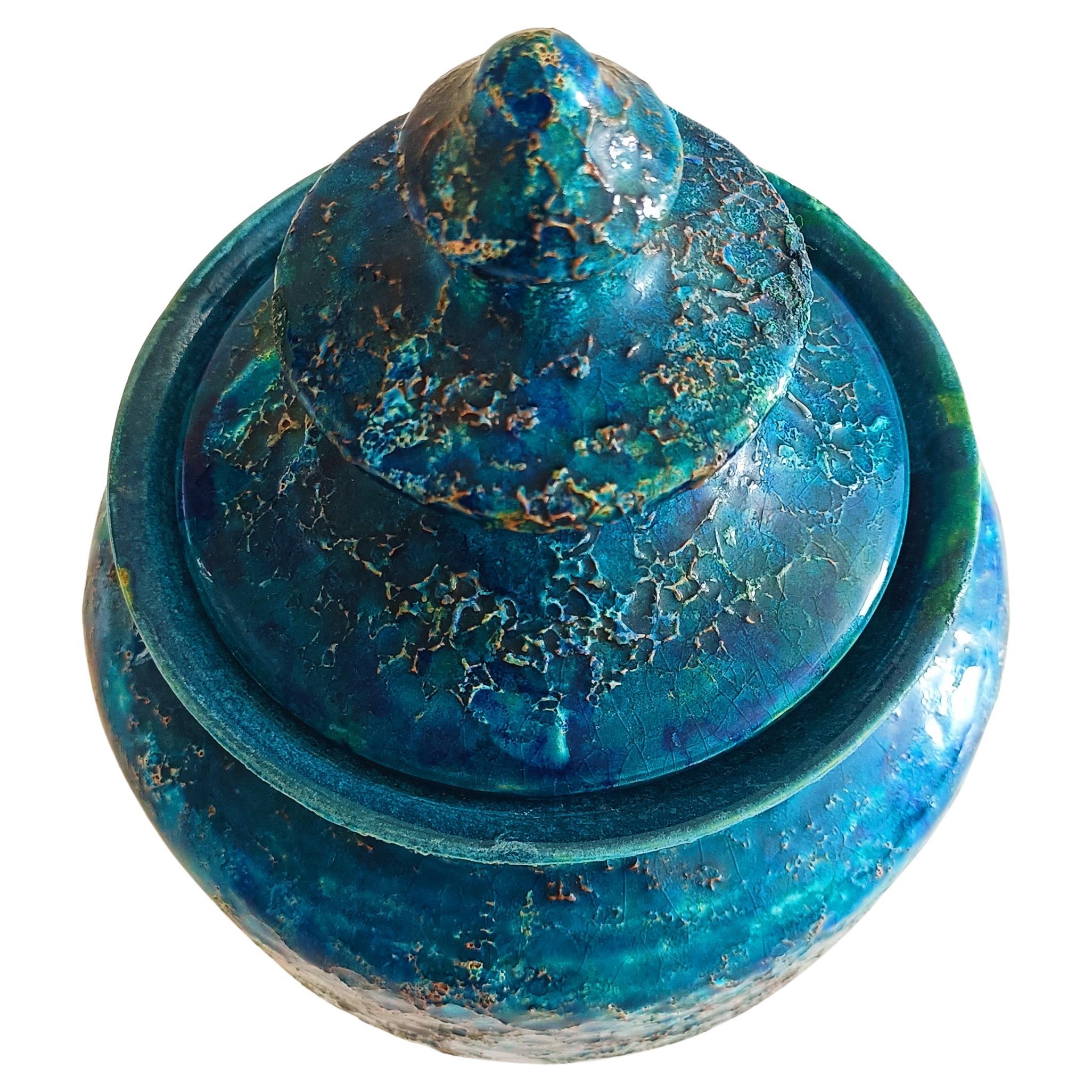 Italian Bitossi by Aldo Londi for Rosenthal Netter Pagoda Shaped Lidded Jar, Italy 1960s