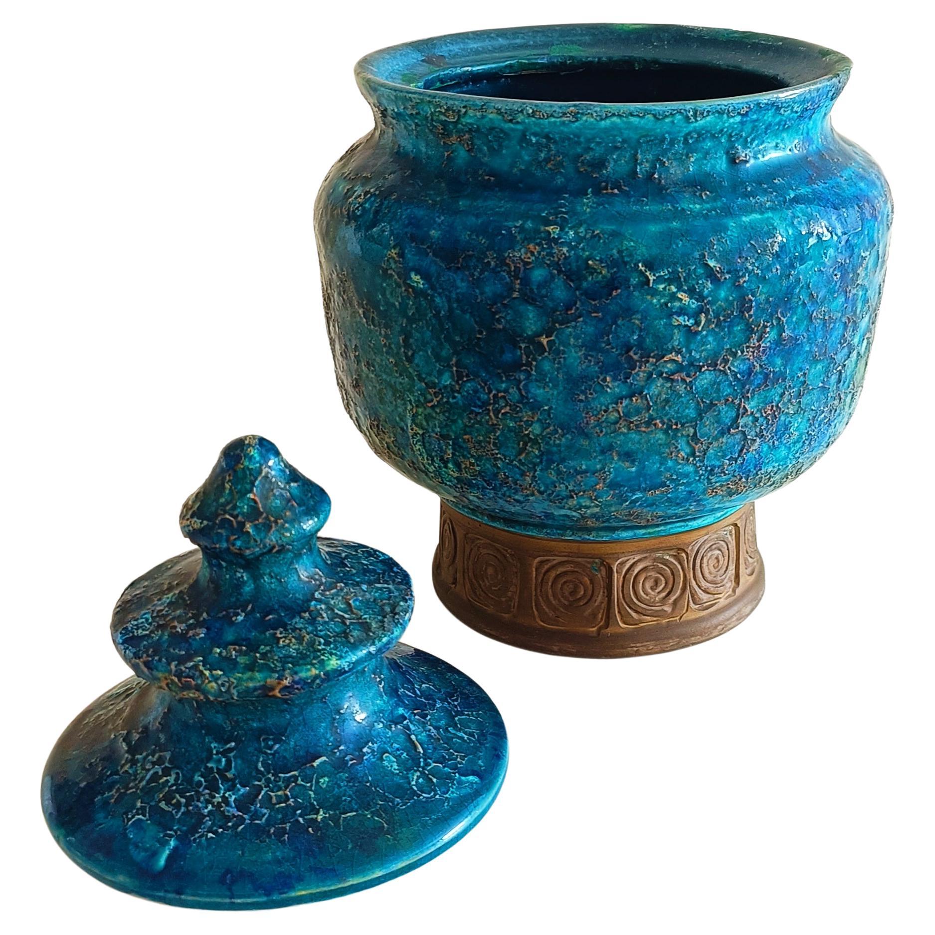 Glazed Bitossi by Aldo Londi for Rosenthal Netter Pagoda Shaped Lidded Jar, Italy 1960s