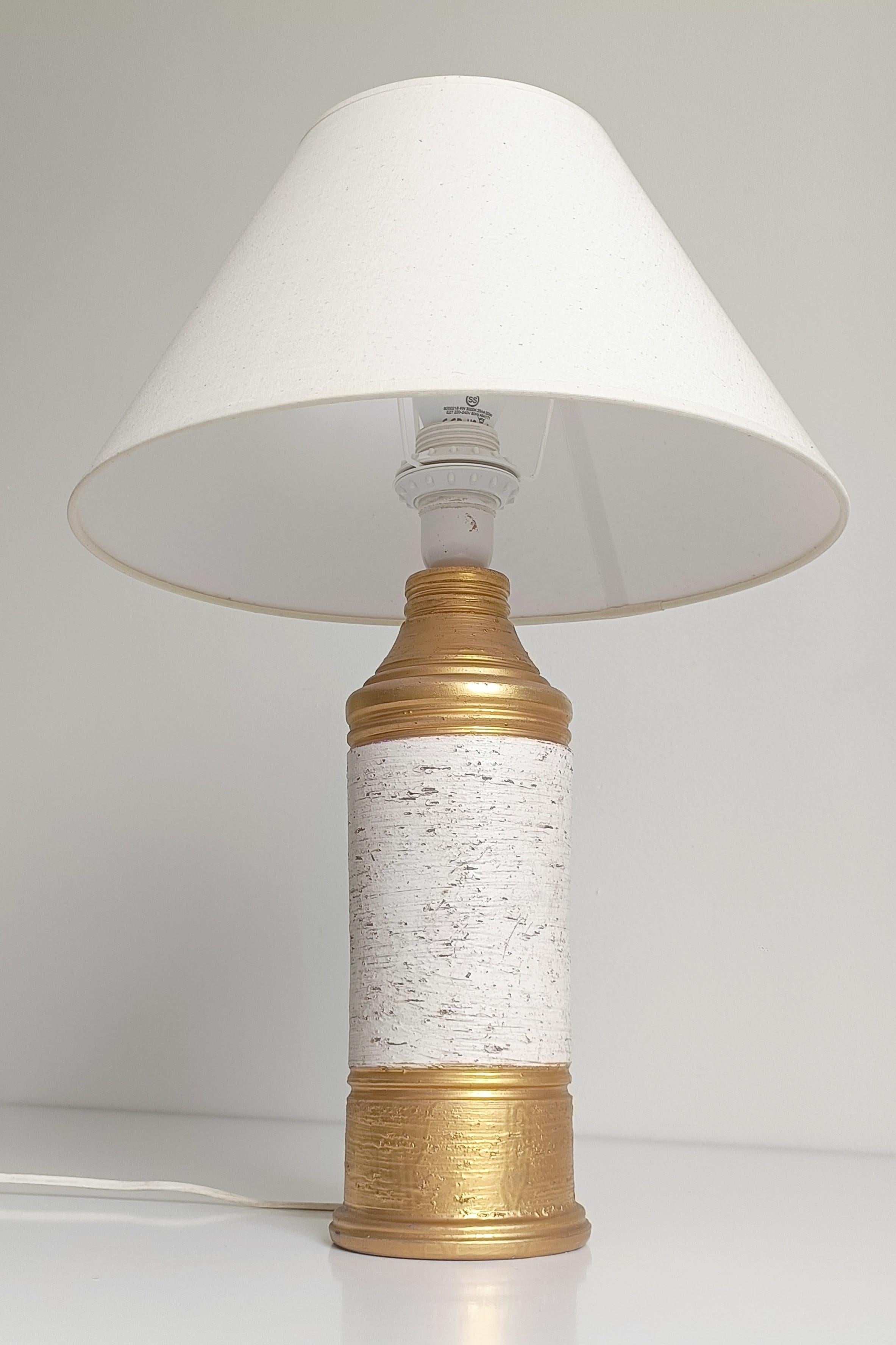 Bitossi by Aldo Londi Gold/ Cream Ceramic Table Lamp, Signed, Italy, 1970s For Sale 5