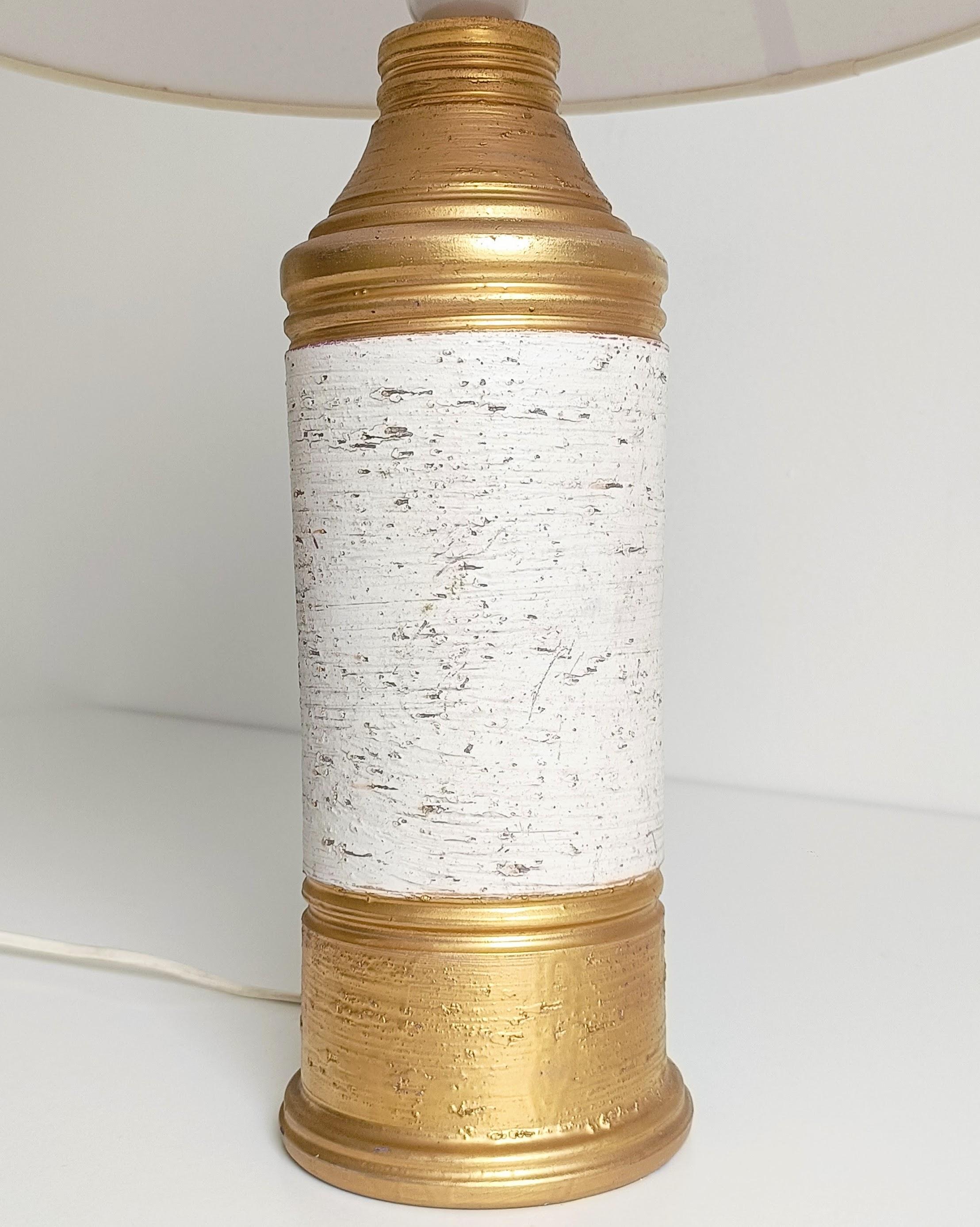 Bitossi by Aldo Londi Gold/ Cream Ceramic Table Lamp, Signed, Italy, 1970s For Sale 8