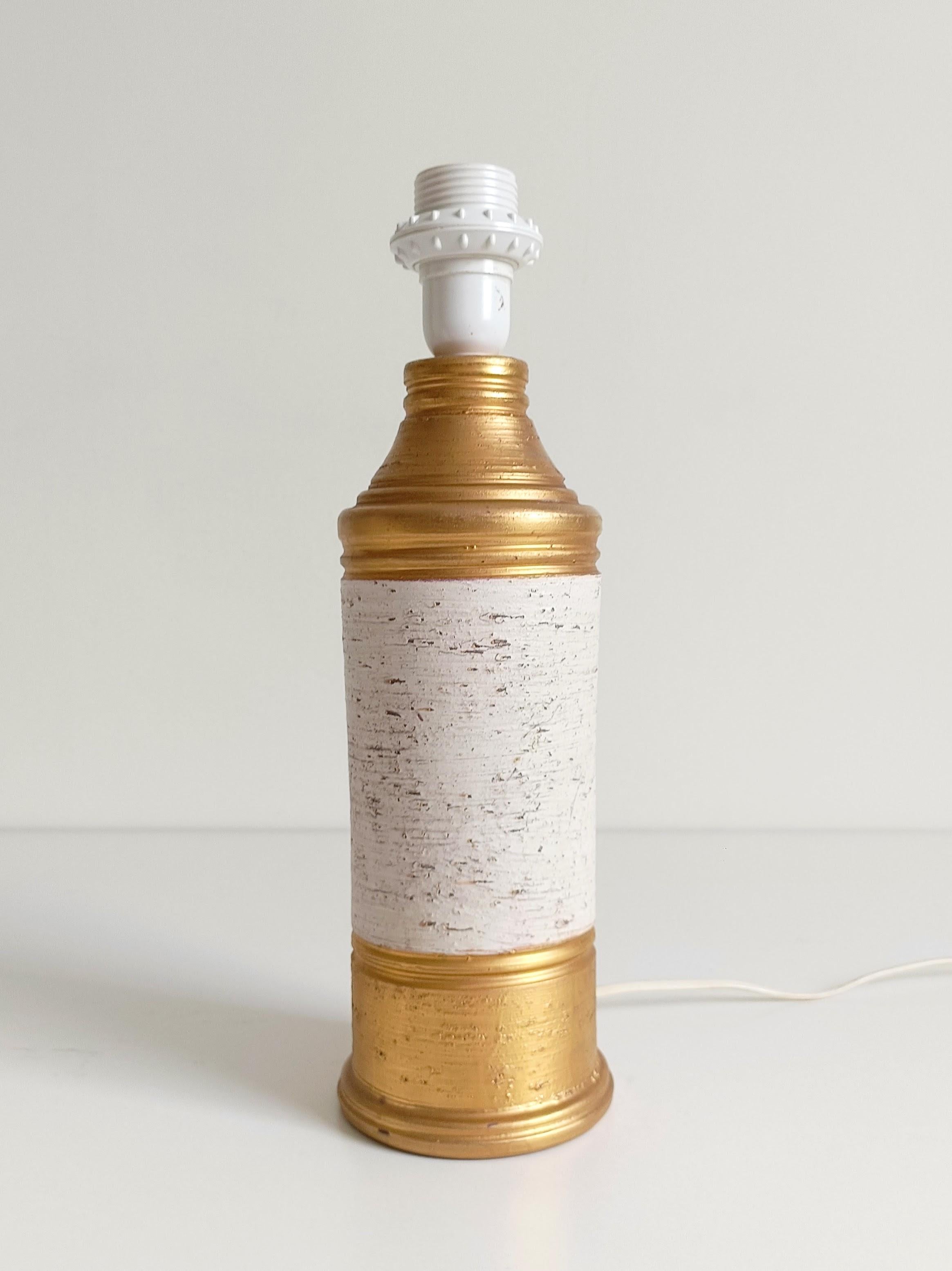 Bitossi by Aldo Londi Gold/ Cream Ceramic Table Lamp, Signed, Italy, 1970s For Sale 9