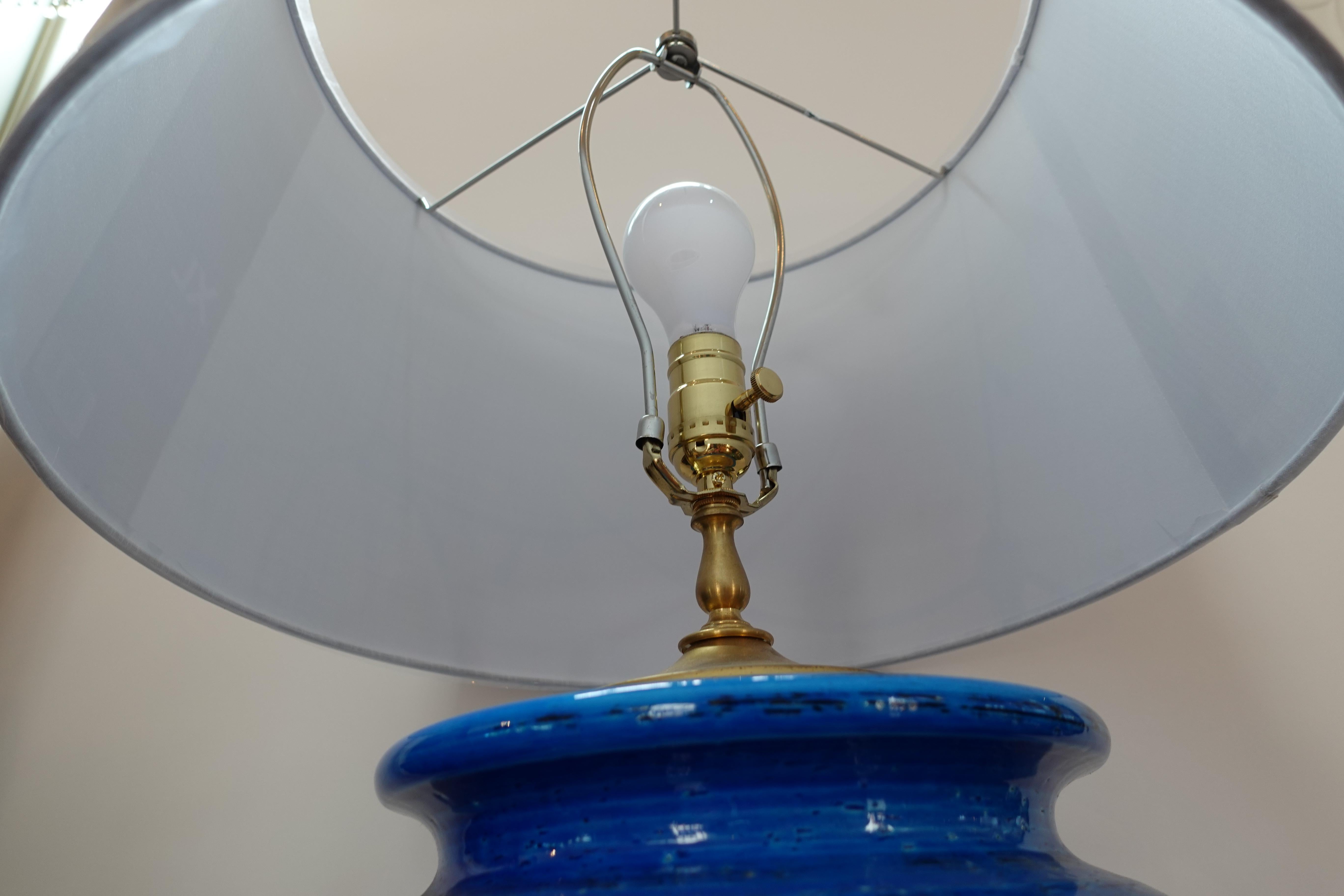 large blue ceramic lamp