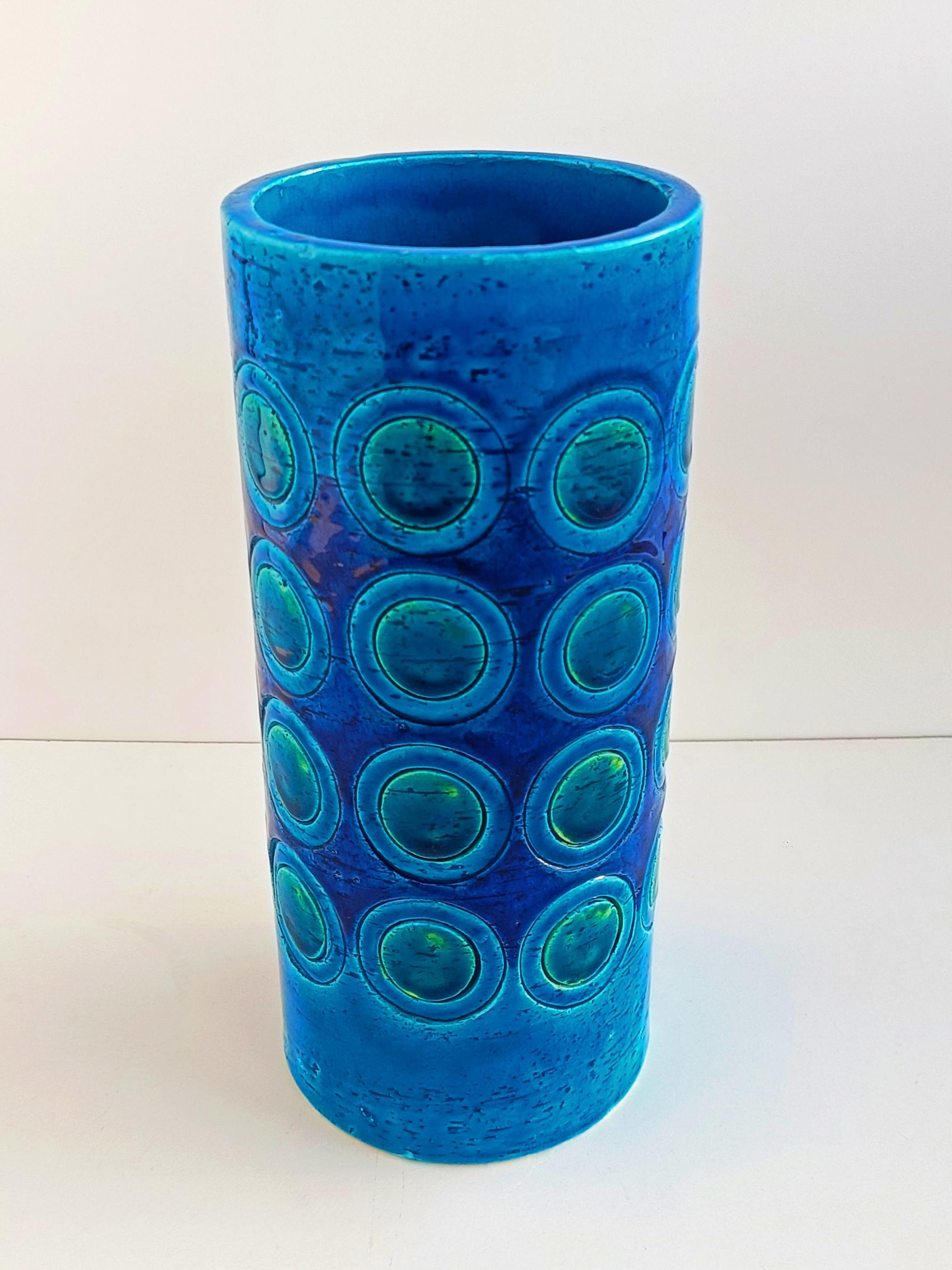 Italian Bitossi by Aldo Londi Ikano Decor Rimini Blu Ceramic Vase, Italy, 1960s