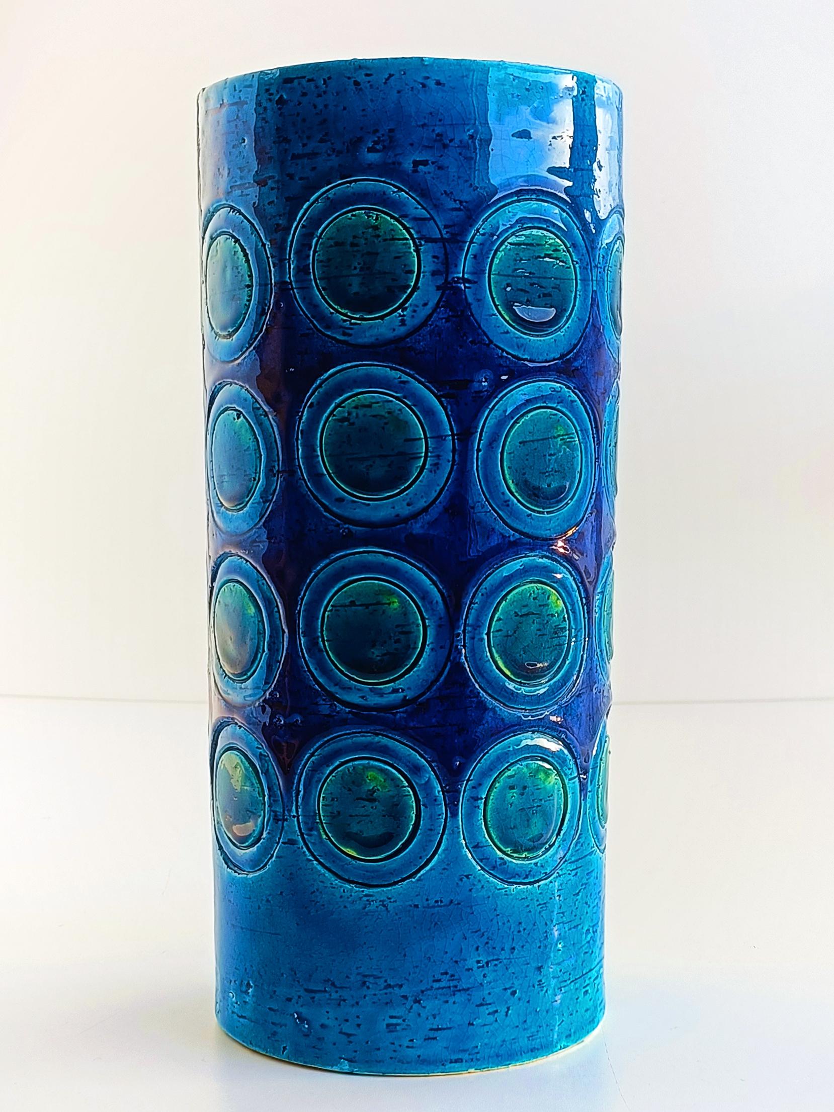 Bitossi by Aldo Londi Ikano Decor Rimini Blu Ceramic Vase, Italy, 1960s In Excellent Condition In VALENCIA, ES