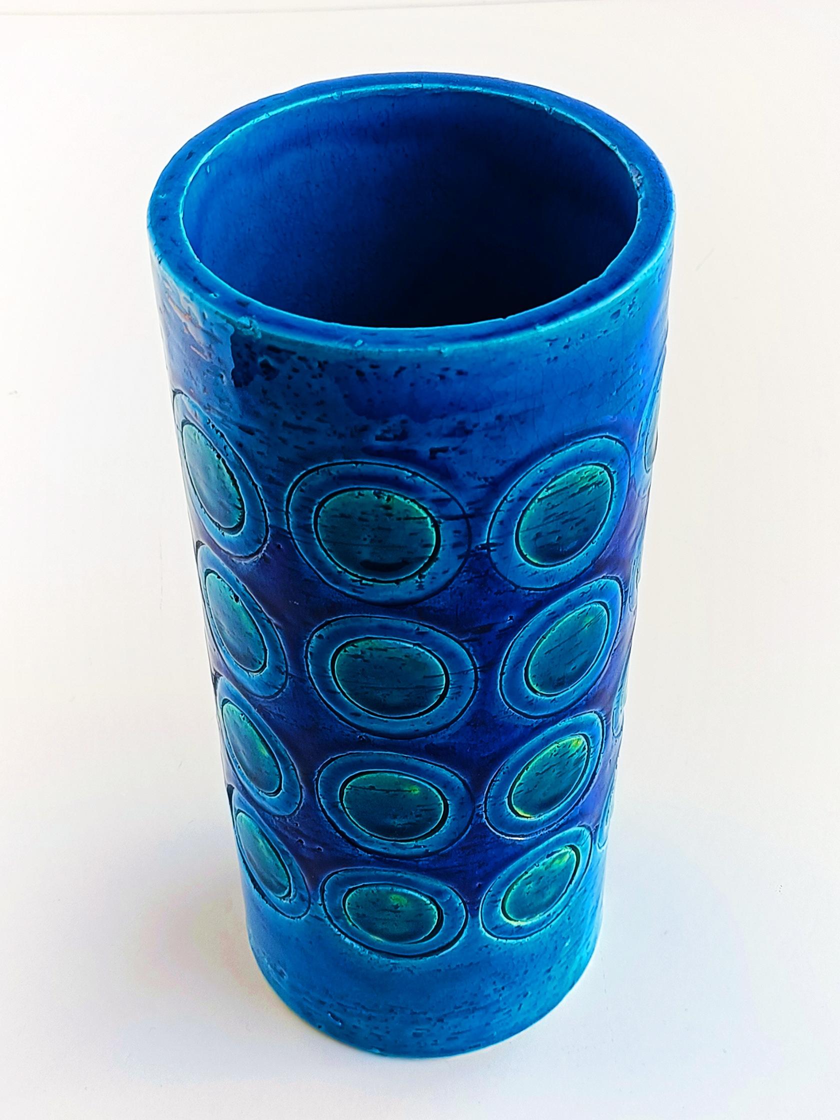 Mid-20th Century Bitossi by Aldo Londi Ikano Decor Rimini Blu Ceramic Vase, Italy, 1960s