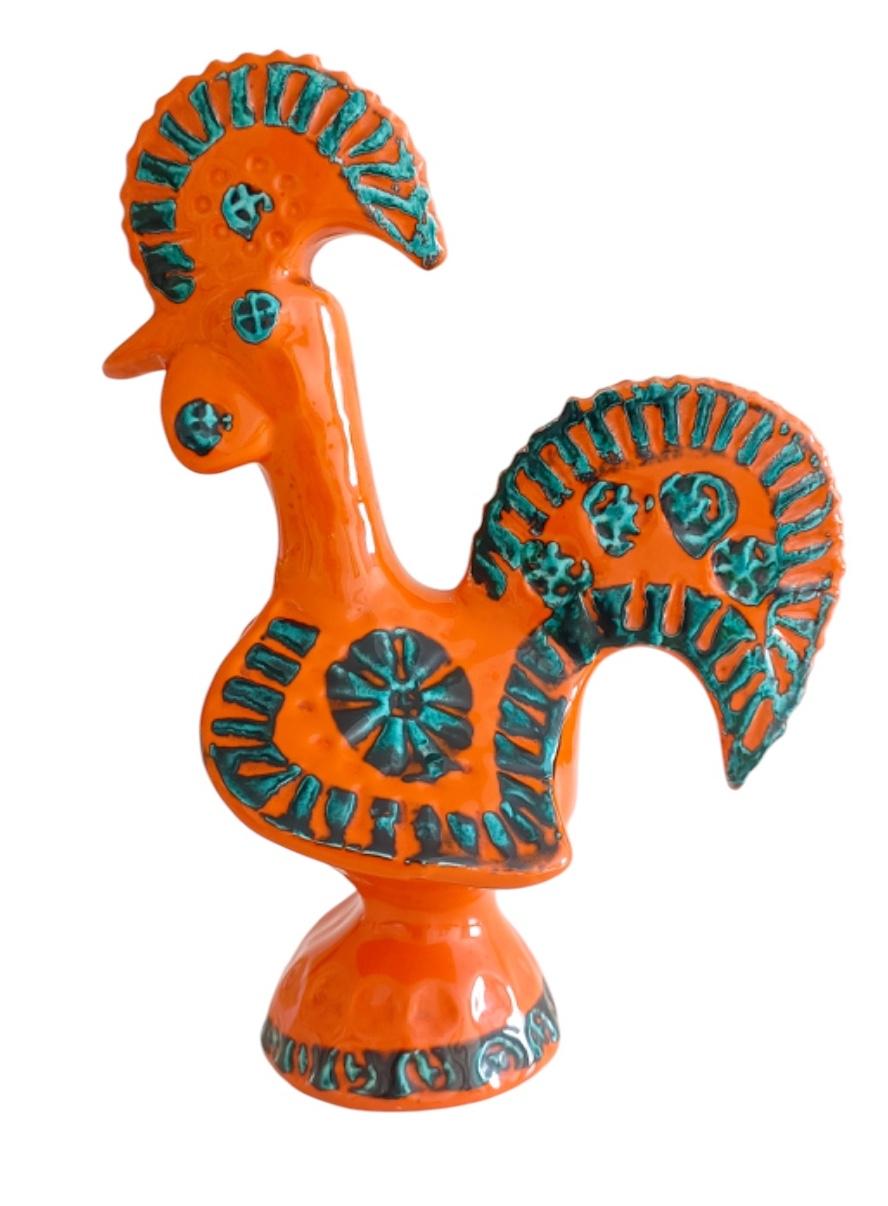 Bitossi by Aldo Londi Italian Vintage Ceramic Rooster, 1960s In Excellent Condition For Sale In Valencia, VC