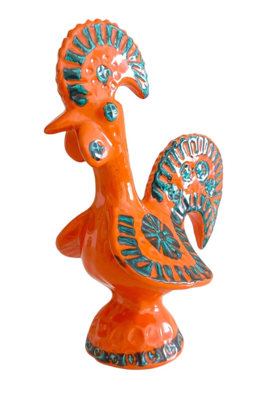 Mid-Century Modern Bitossi by Aldo Londi Italian Vintage Ceramic Rooster, 1960s For Sale