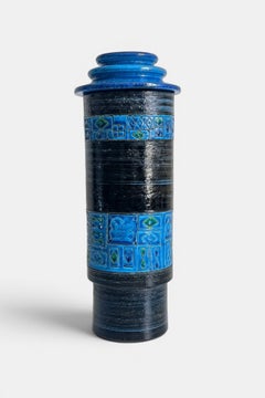 Vaso con coperchio XL Chamotte di Bitossi by Aldo Londi, realizzato a mano in Italia, C.C. 1960