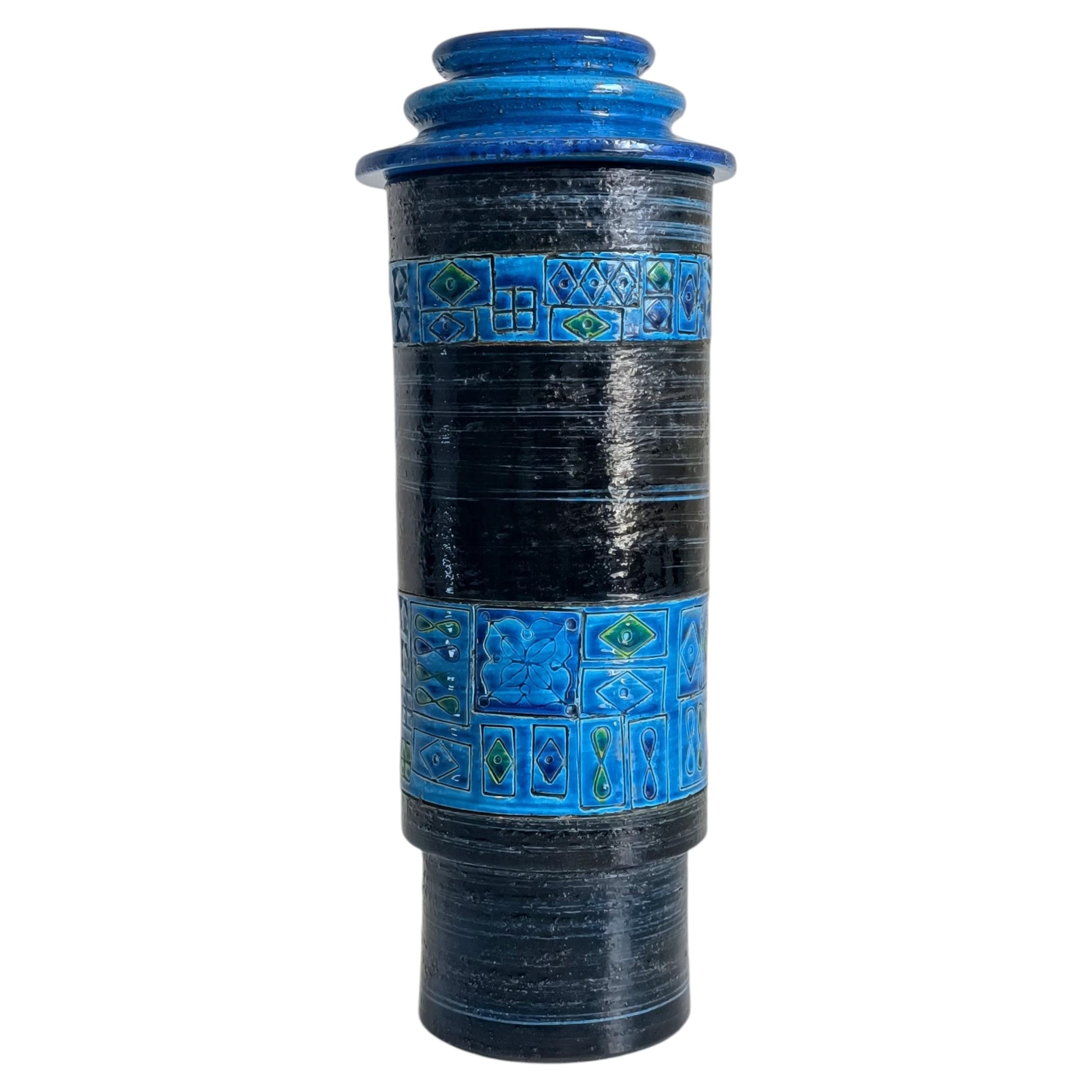 Bitossi by Aldo Londi Lidded XL Chamotte Vase, Handcrafted in Italy, C. 1960s For Sale