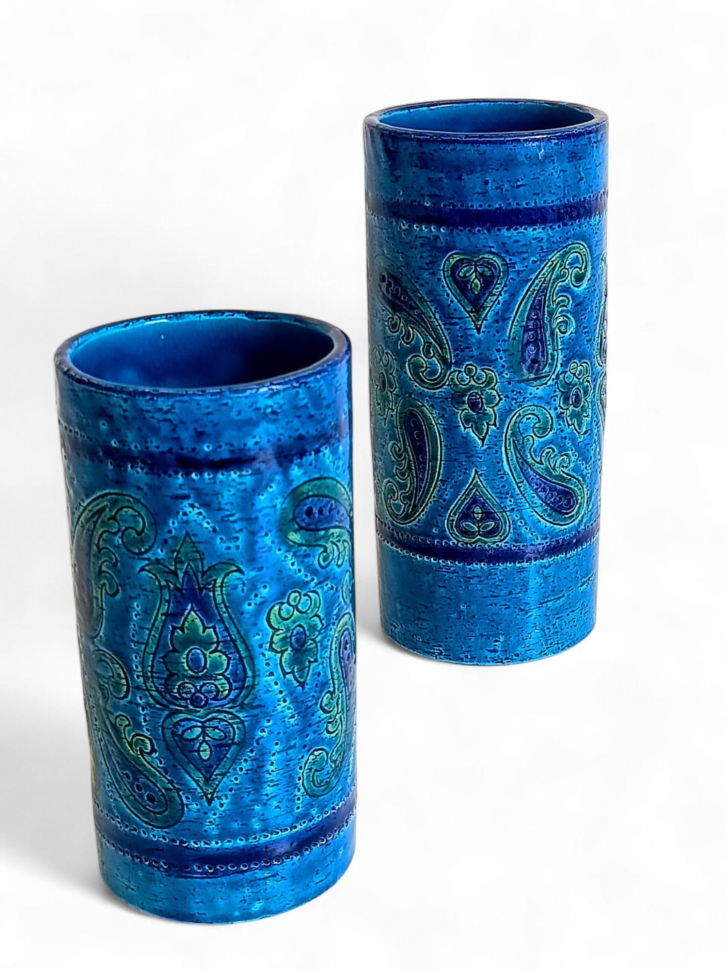 Bitossi by Aldo Londi Paire de grands vases en céramique bleue Rimini, Italie, années 1960 en vente 2