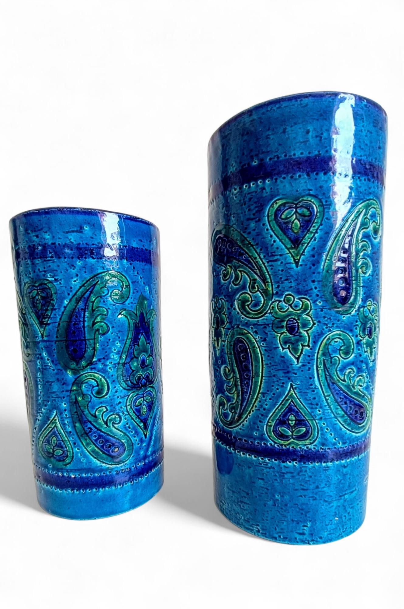 Bitossi by Aldo Londi Paire de grands vases en céramique bleue Rimini, Italie, années 1960 en vente 3