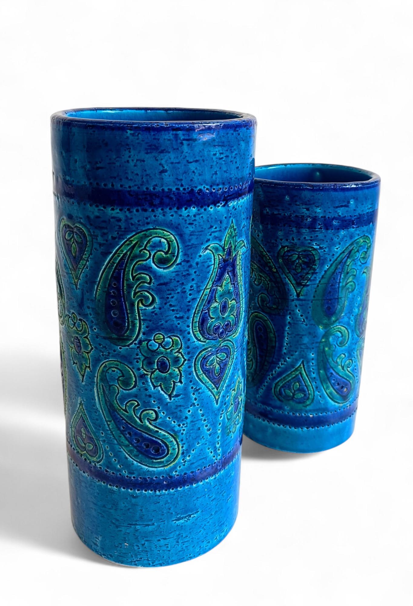 Bitossi by Aldo Londi Paire de grands vases en céramique bleue Rimini, Italie, années 1960 en vente 6