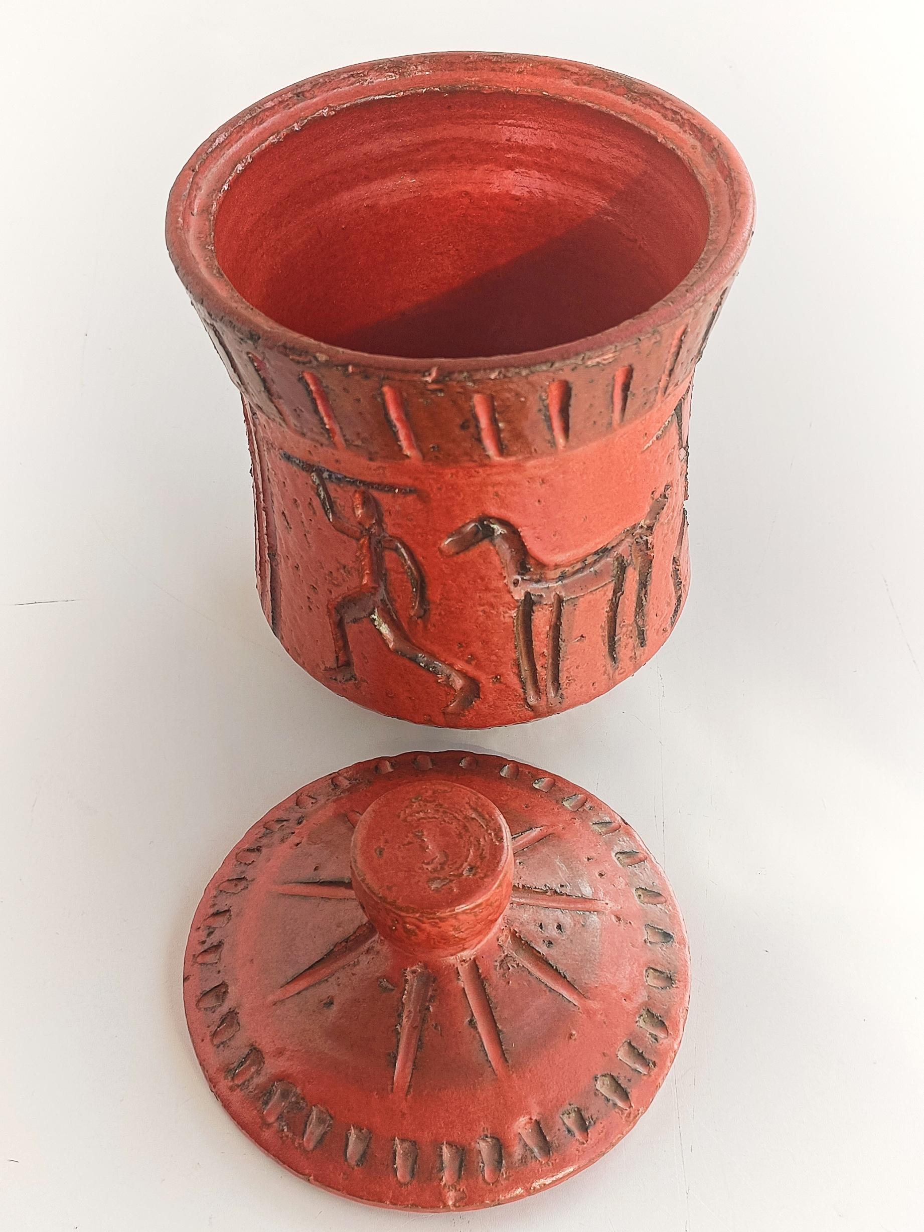 Bitossi by Aldo Londi Primitivist Red Glazing Ceramic Jar, Italy, 1960s 1