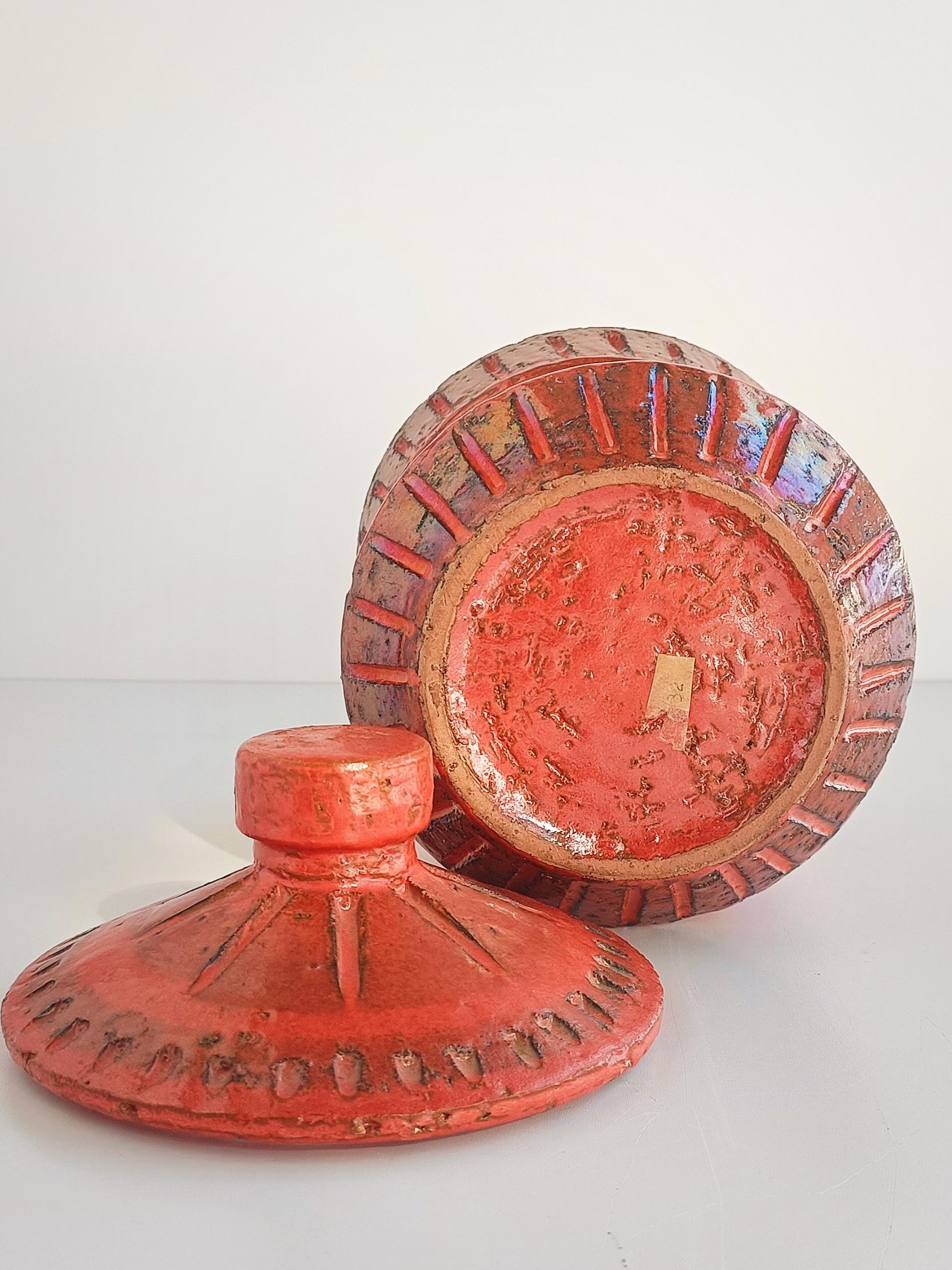 Bitossi by Aldo Londi Primitivist Red Glazing Ceramic Jar, Italy, 1960s 2
