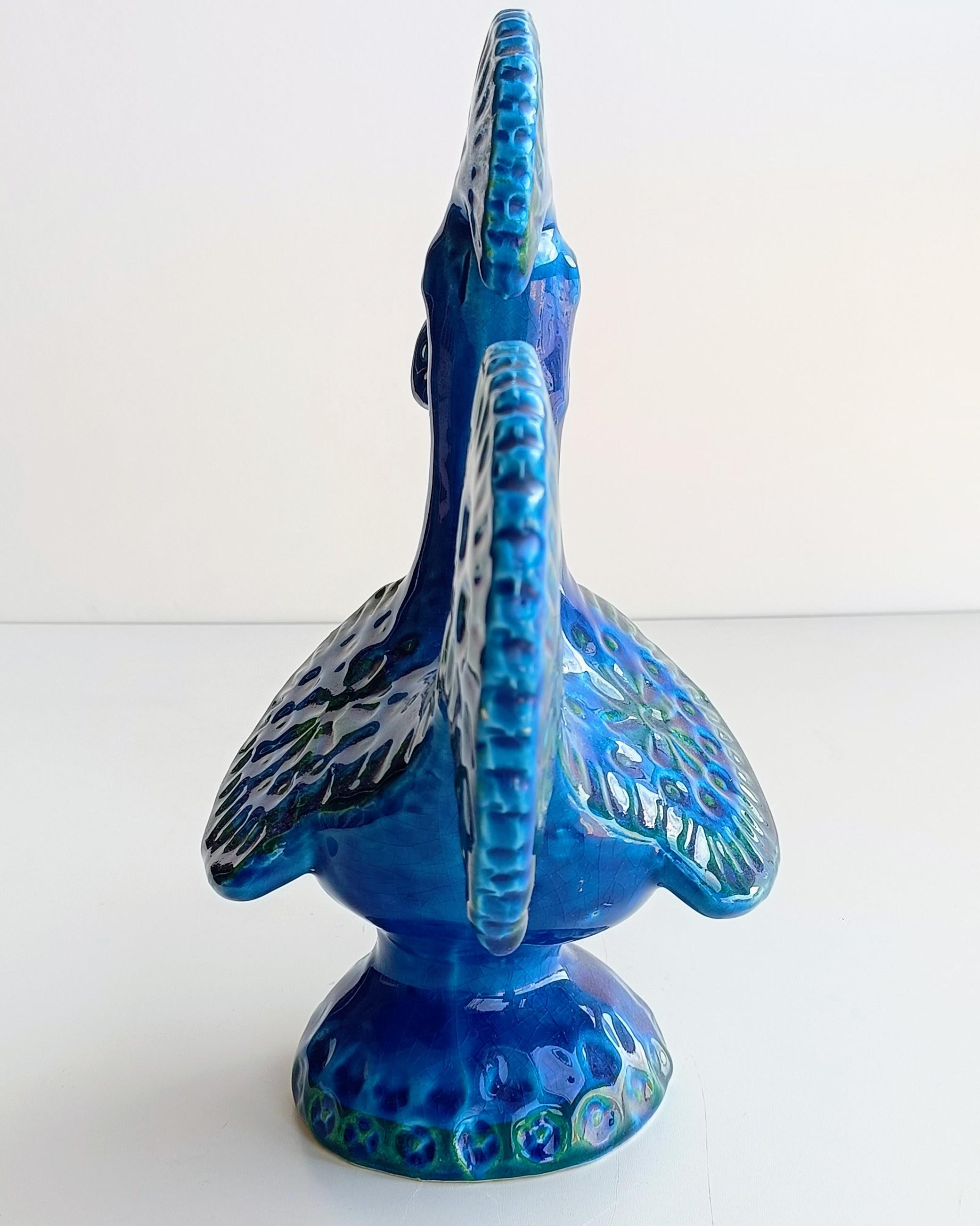 Mid-Century Modern Bitossi Aldo Londi Rimini Blu Vintage Mid Century Ceramic Sculpture , 1960s For Sale