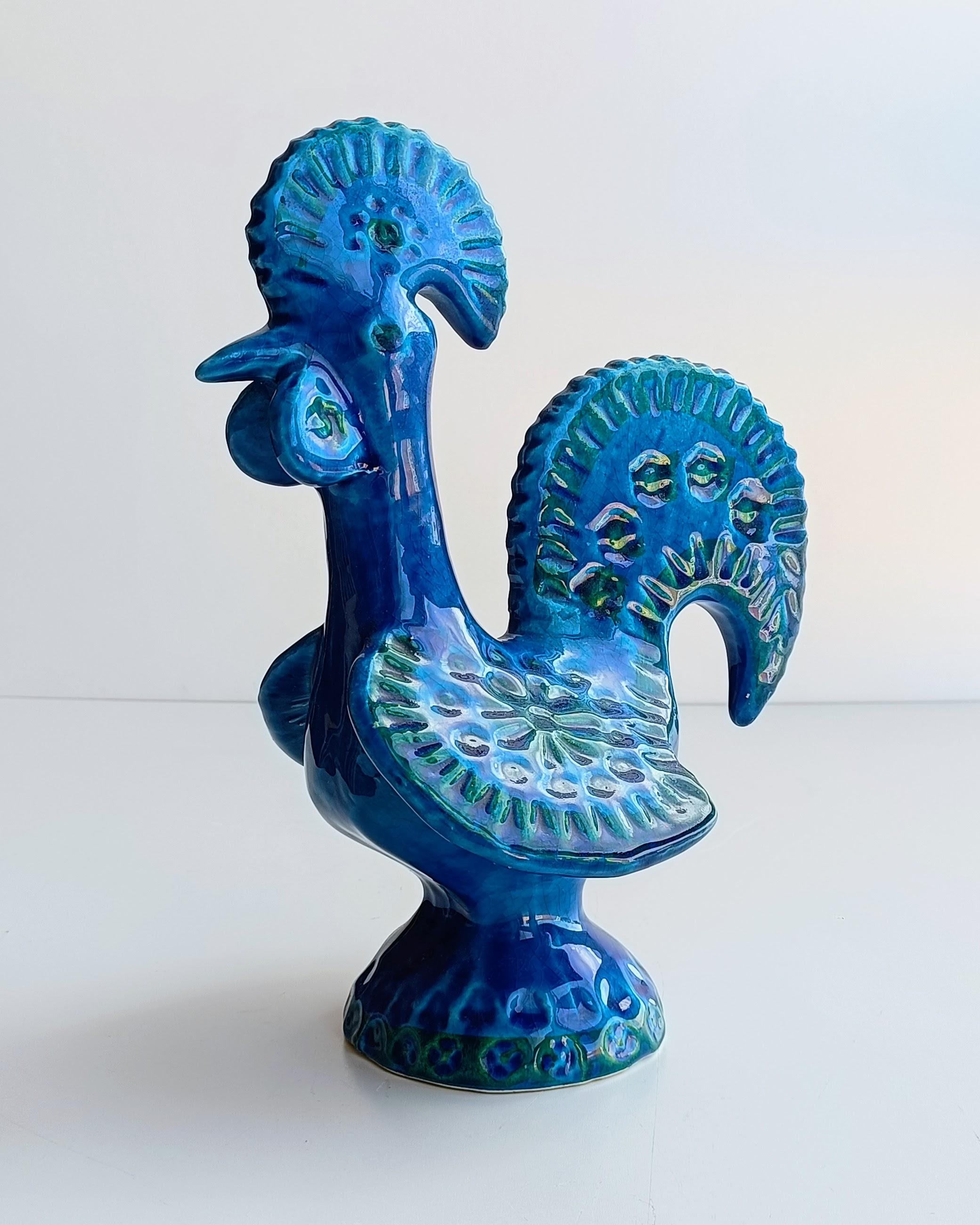 Glazed Bitossi Aldo Londi Rimini Blu Vintage Mid Century Ceramic Sculpture , 1960s For Sale