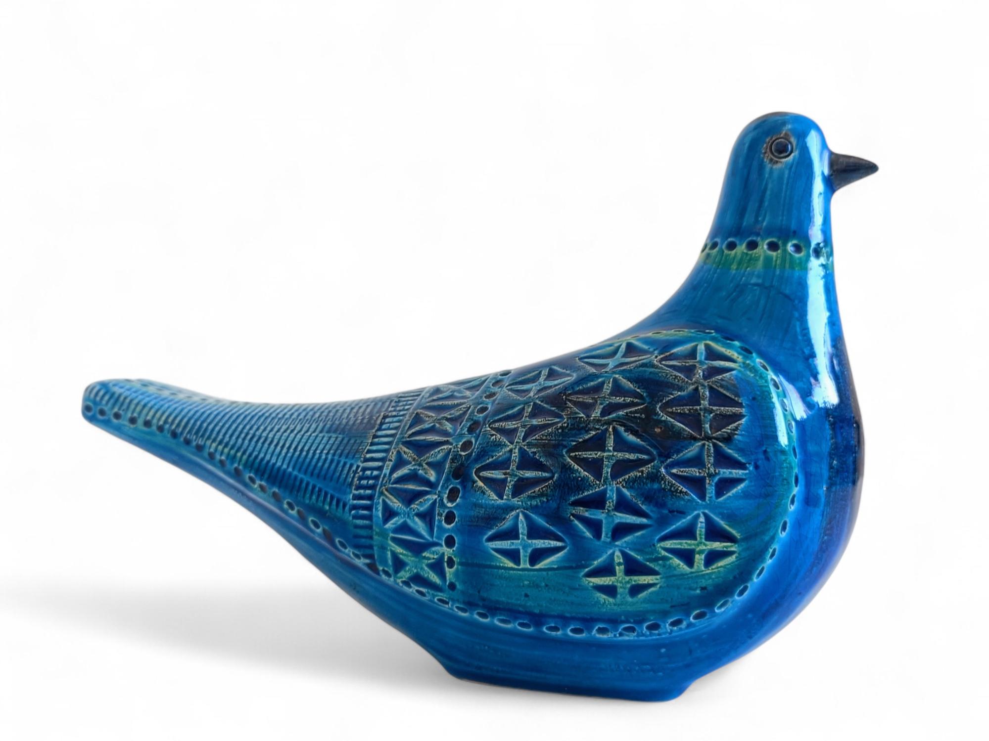 Grande sculpture de colombe en céramique bleue de Bitossi by Aldo Londi Rimini, Italie c.1950s en vente 2