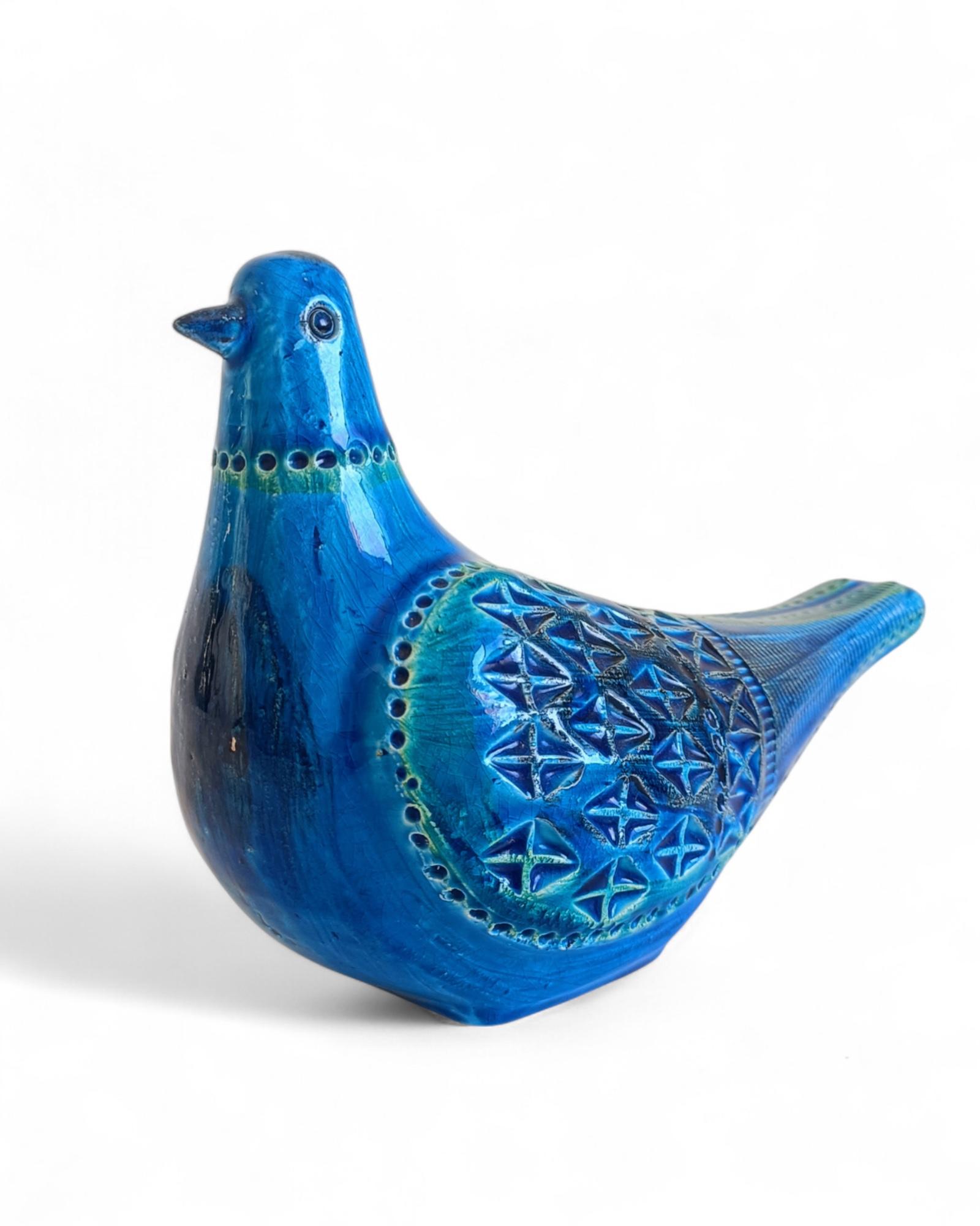 Grande sculpture de colombe en céramique bleue de Bitossi by Aldo Londi Rimini, Italie c.1950s en vente 4