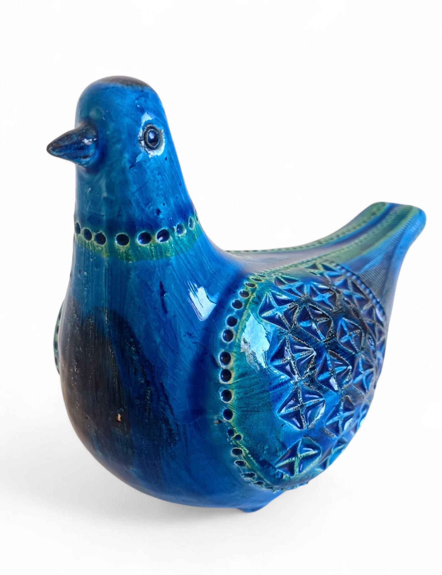 Grande sculpture de colombe en céramique bleue de Bitossi by Aldo Londi Rimini, Italie c.1950s en vente 5