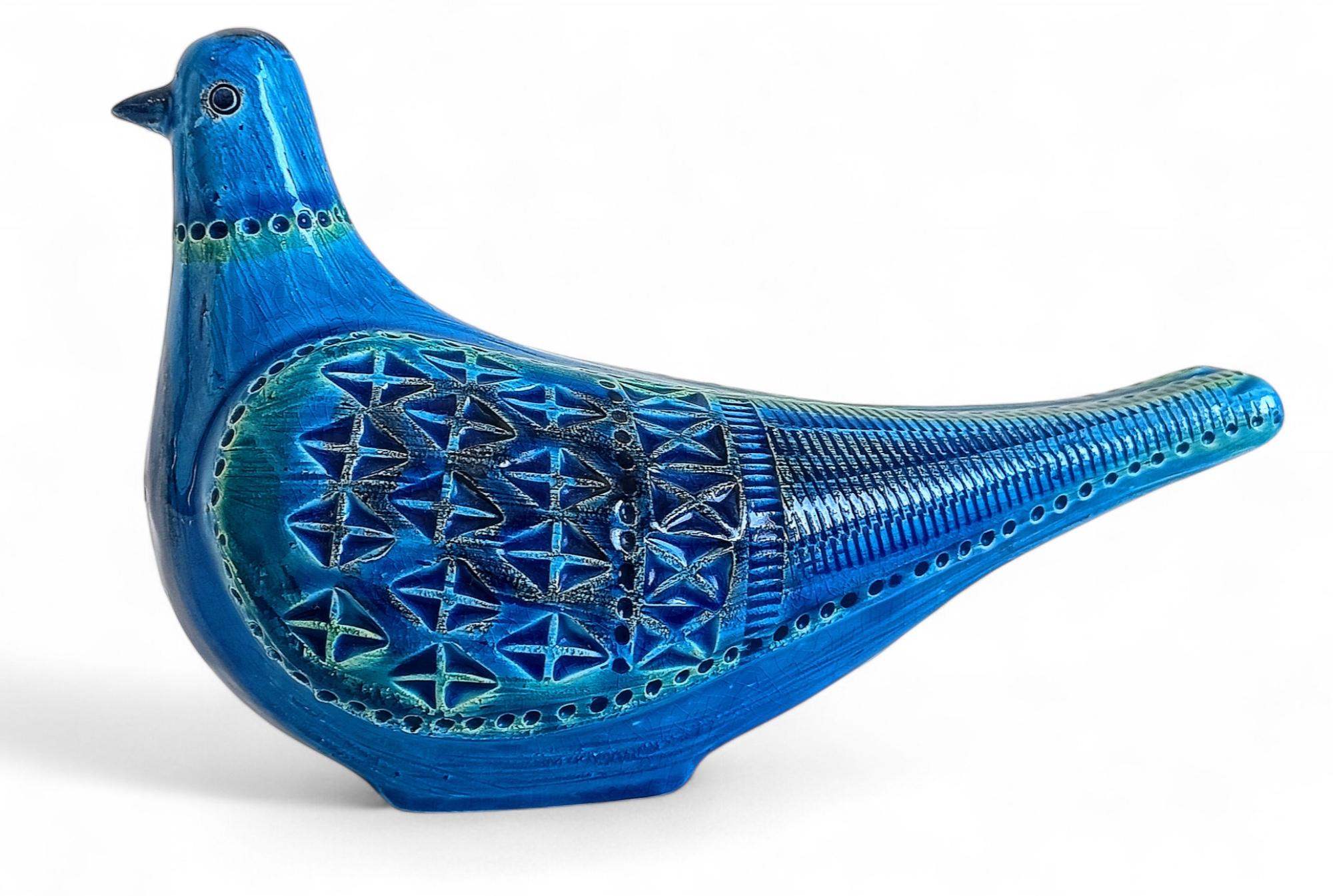 Grande sculpture de colombe en céramique bleue de Bitossi by Aldo Londi Rimini, Italie c.1950s en vente 7