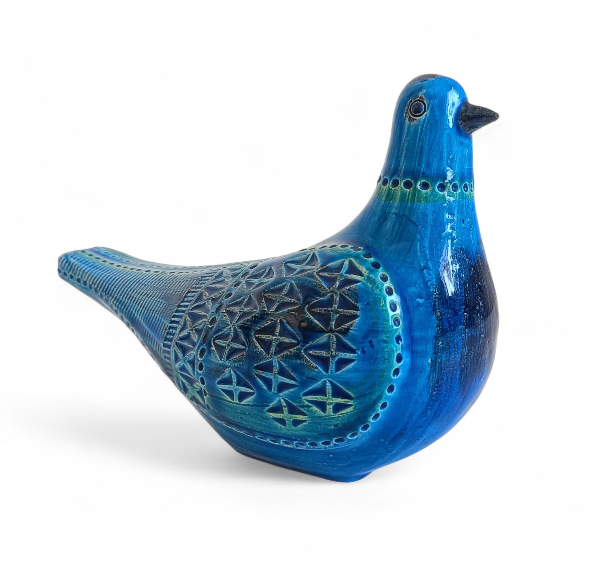 italien Grande sculpture de colombe en céramique bleue de Bitossi by Aldo Londi Rimini, Italie c.1950s en vente