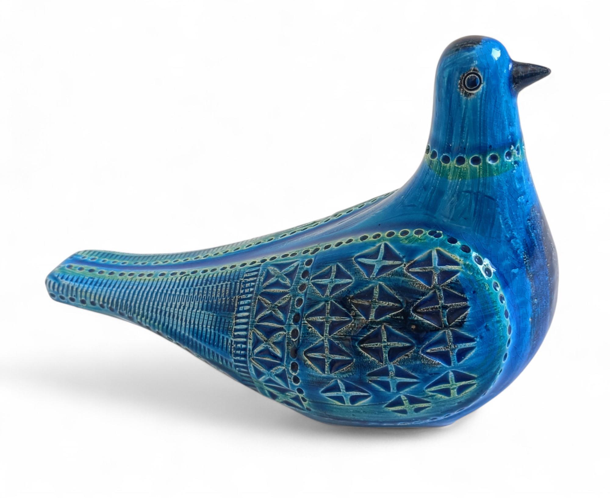 Grande sculpture de colombe en céramique bleue de Bitossi by Aldo Londi Rimini, Italie c.1950s Excellent état - En vente à Valencia, VC