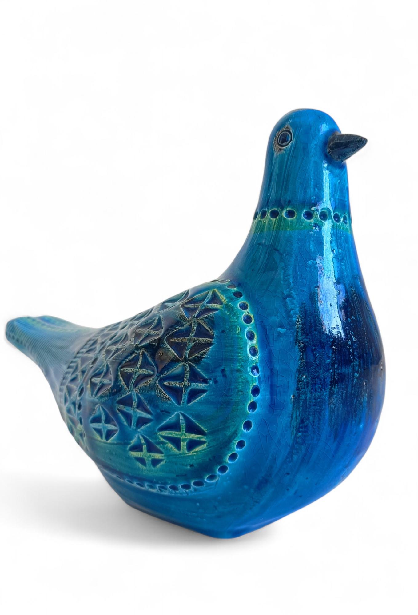 Grande sculpture de colombe en céramique bleue de Bitossi by Aldo Londi Rimini, Italie c.1950s en vente 1