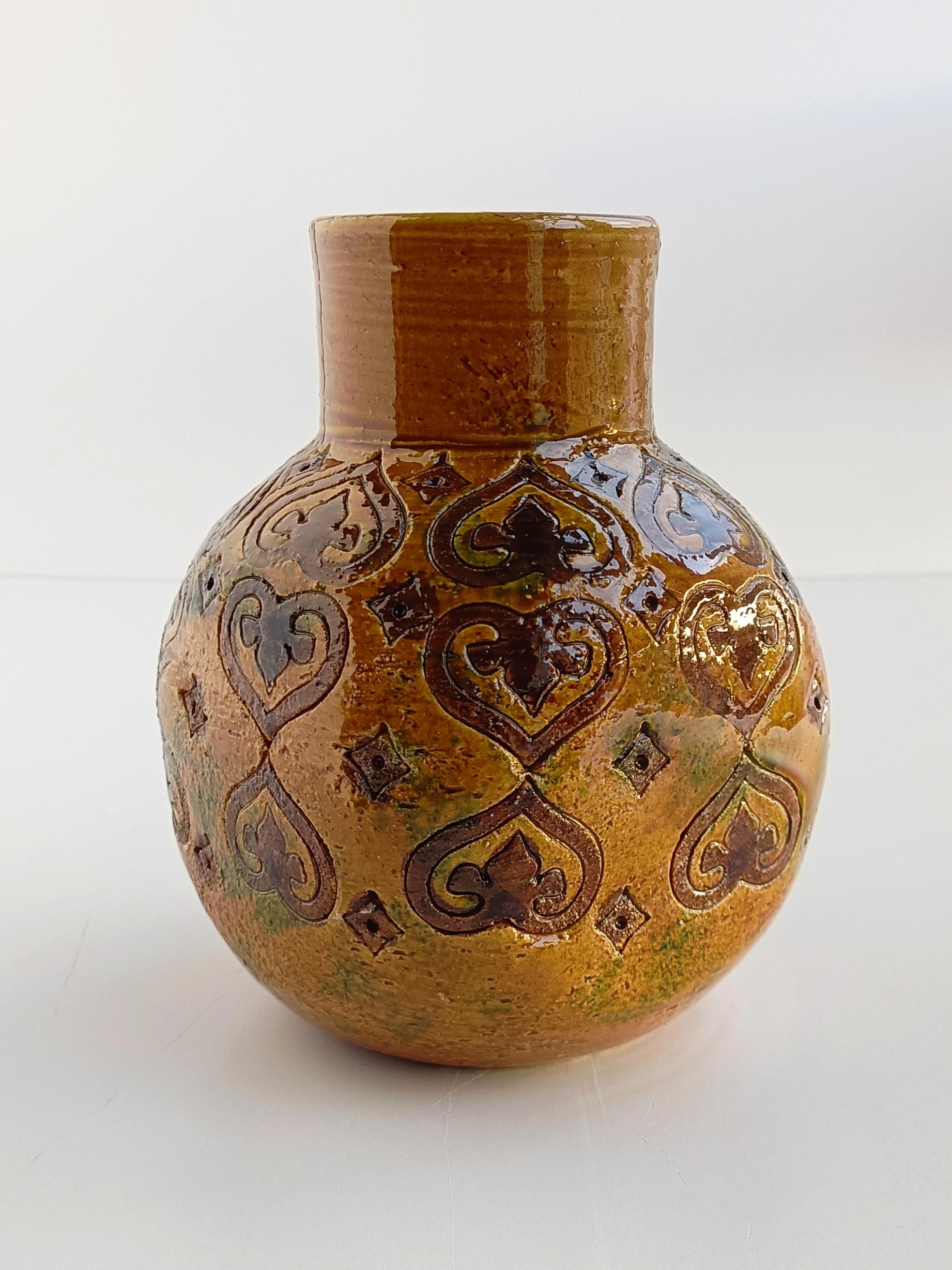 Bitossi by Aldo Londi Spagnolo Decor Ceramic Vase, Italy, 1960s 2