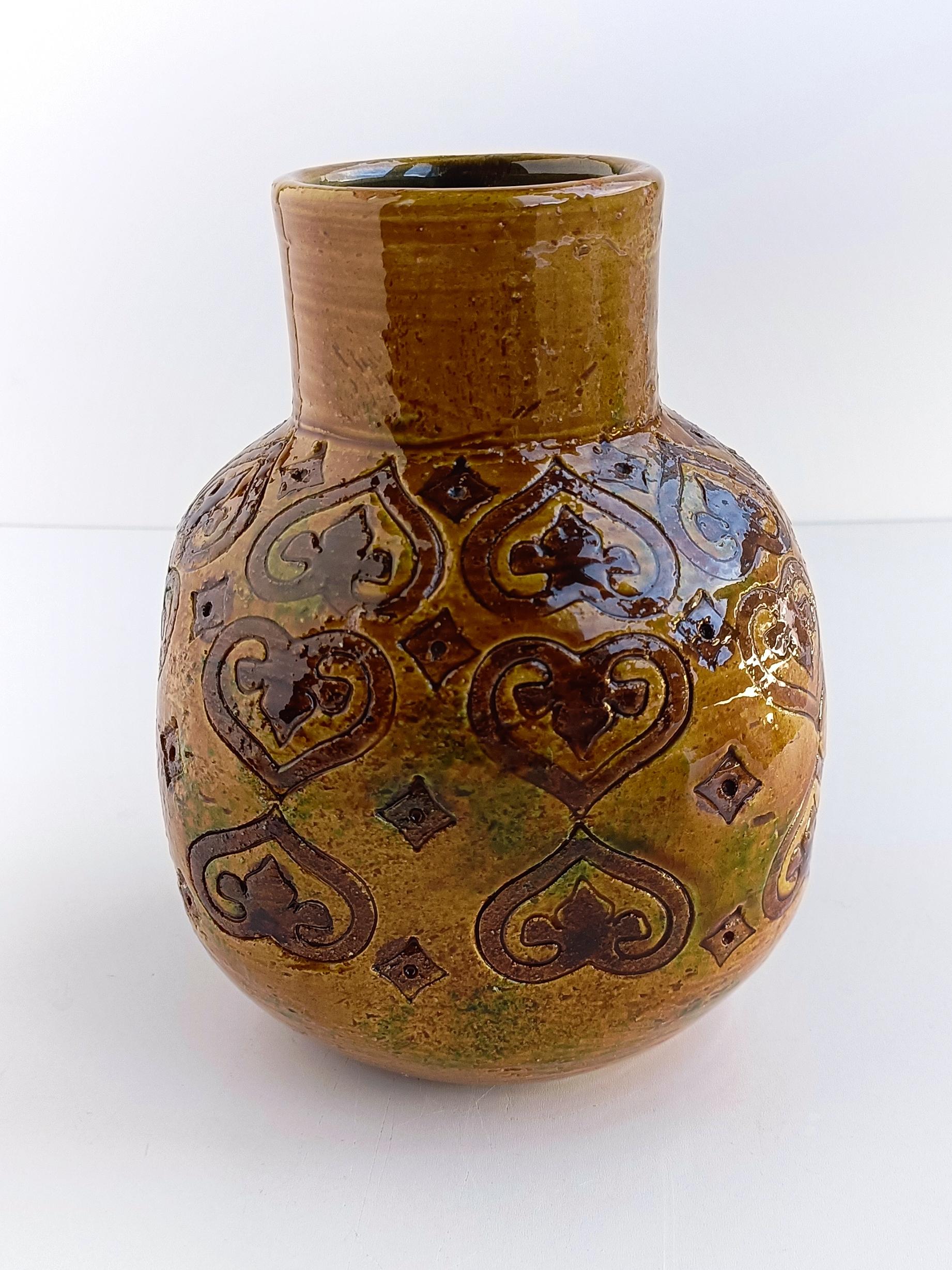 Bitossi by Aldo Londi Spagnolo Decor Ceramic Vase, Italy, 1960s 3