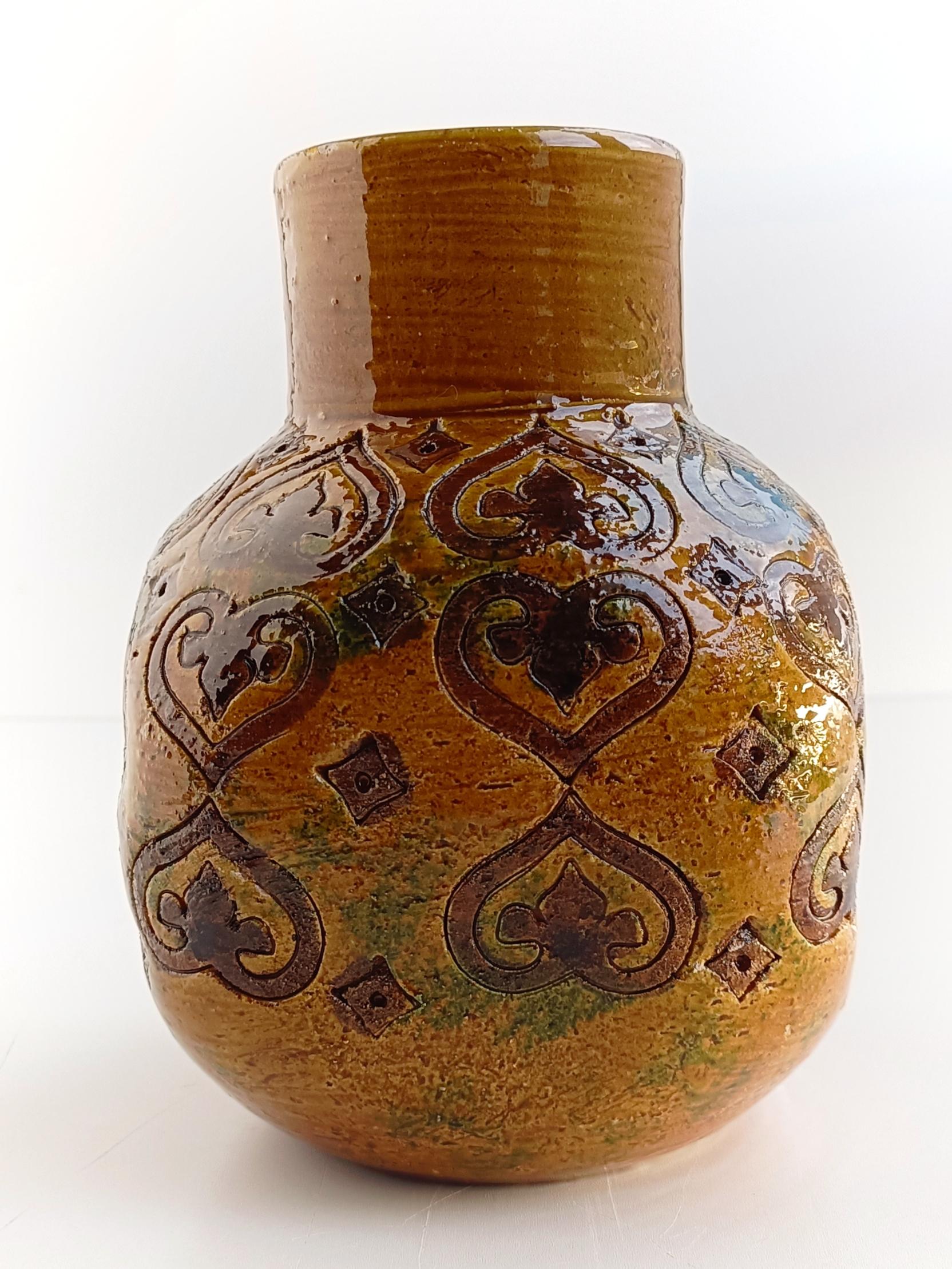 Bitossi by Aldo Londi Spagnolo Decor Ceramic Vase, Italy, 1960s 1