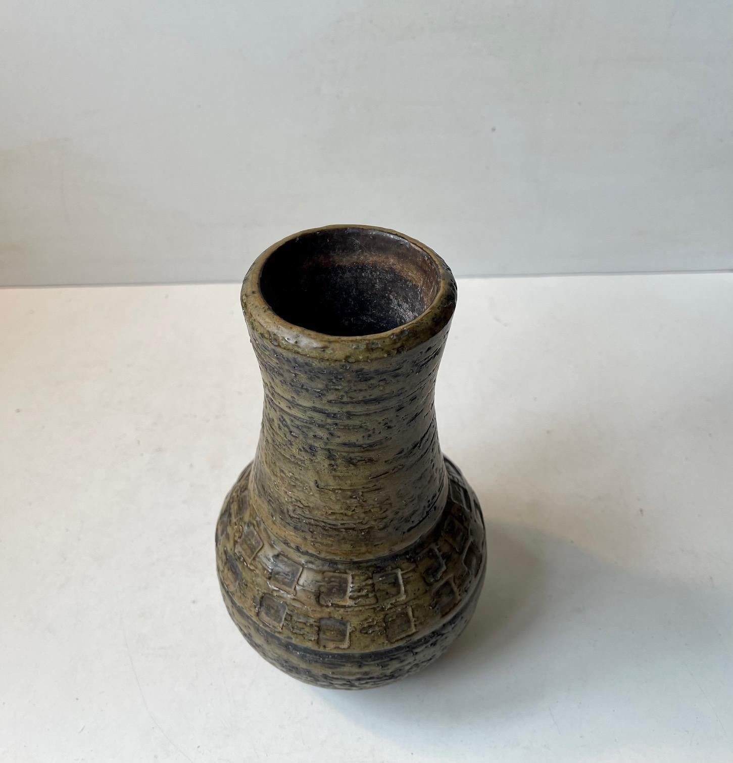 Glazed Bitossi Camouflage Glaze Chamotte Stoneware Vase by Aldo Londi For Sale