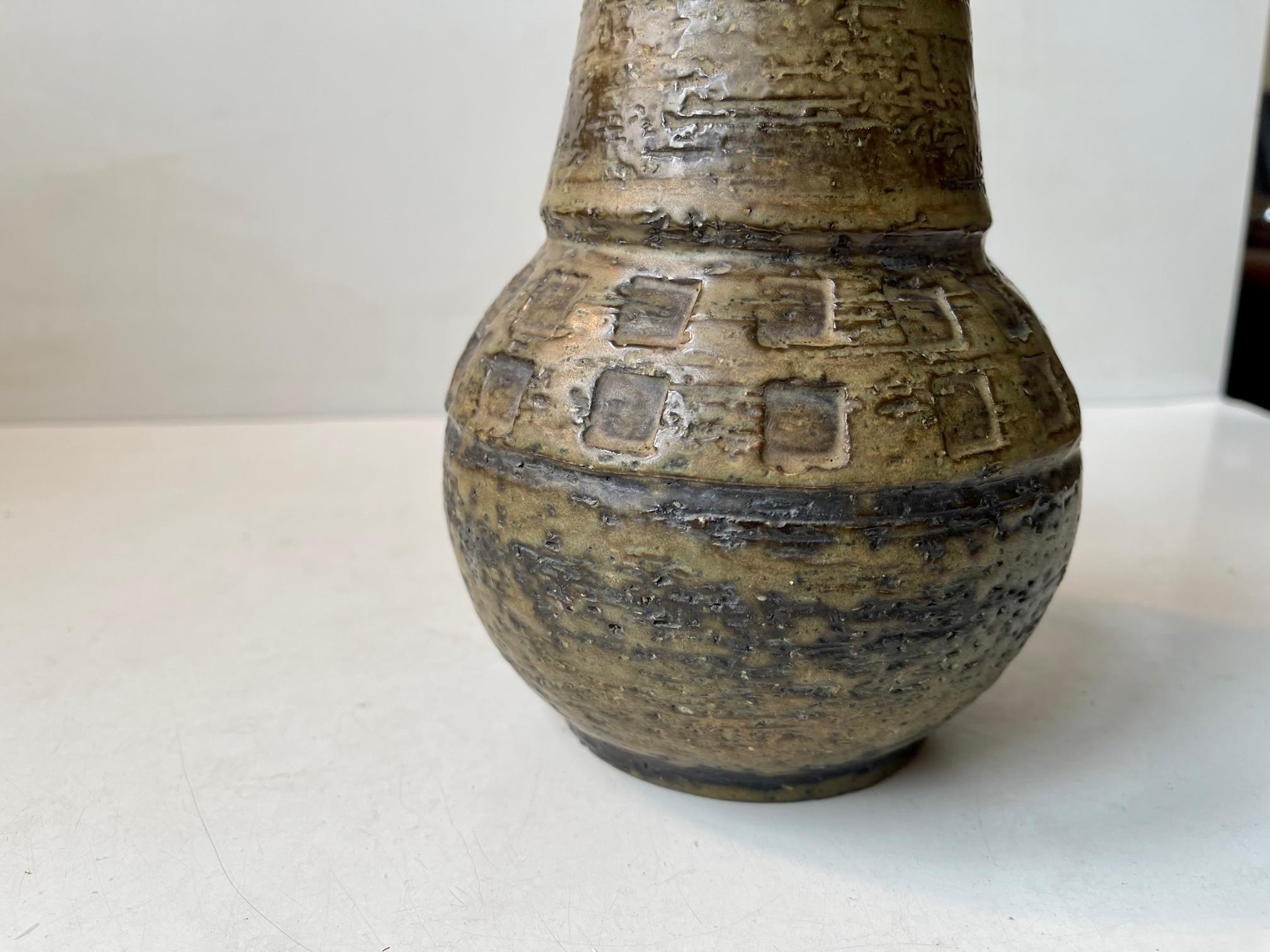 Bitossi Camouflage Glaze Chamotte Stoneware Vase by Aldo Londi For Sale 1