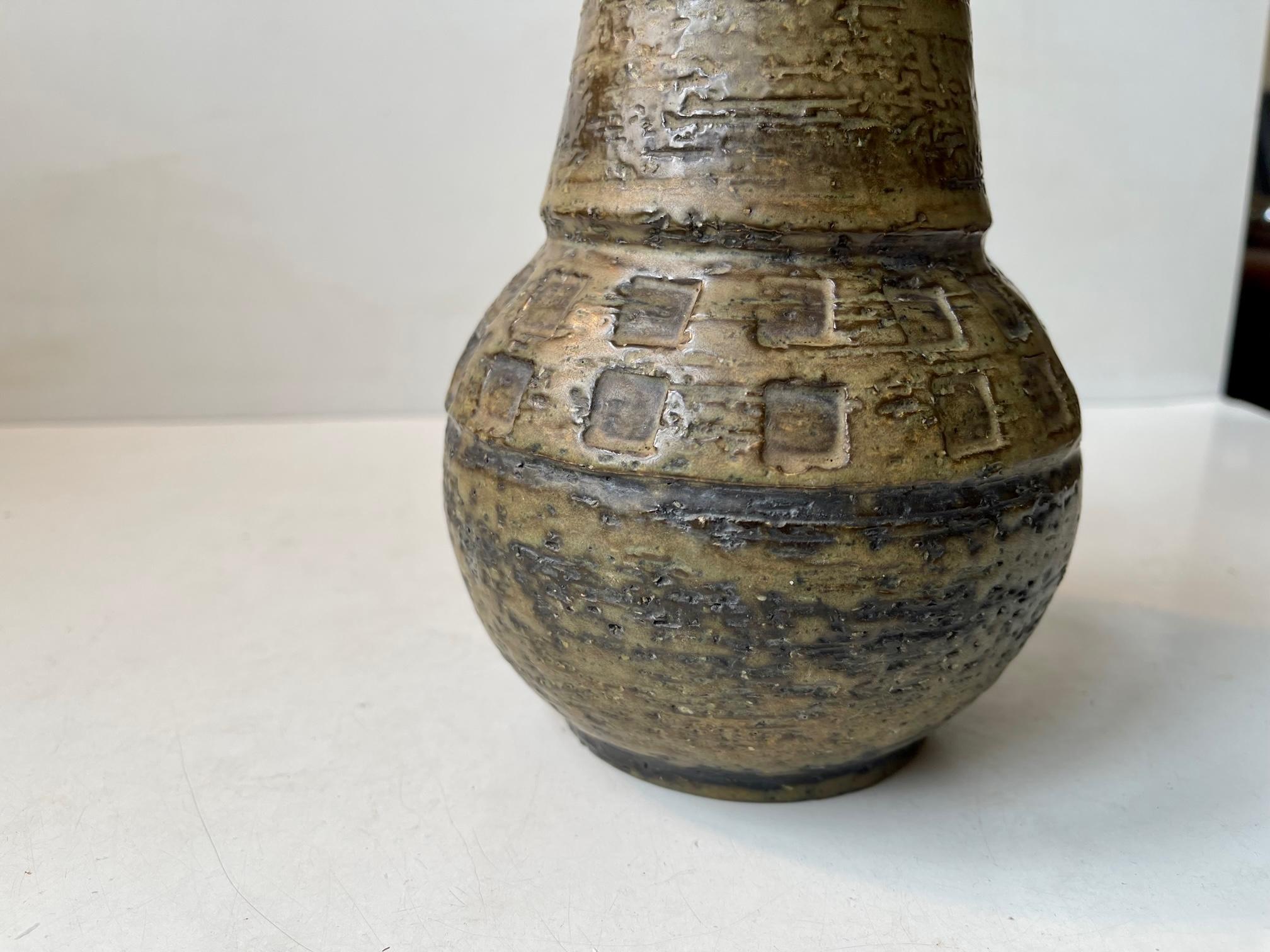 Grès porcellanato Vaso in gres Bitossi Camouflage Glaze Chamotte di Aldo Londi in vendita