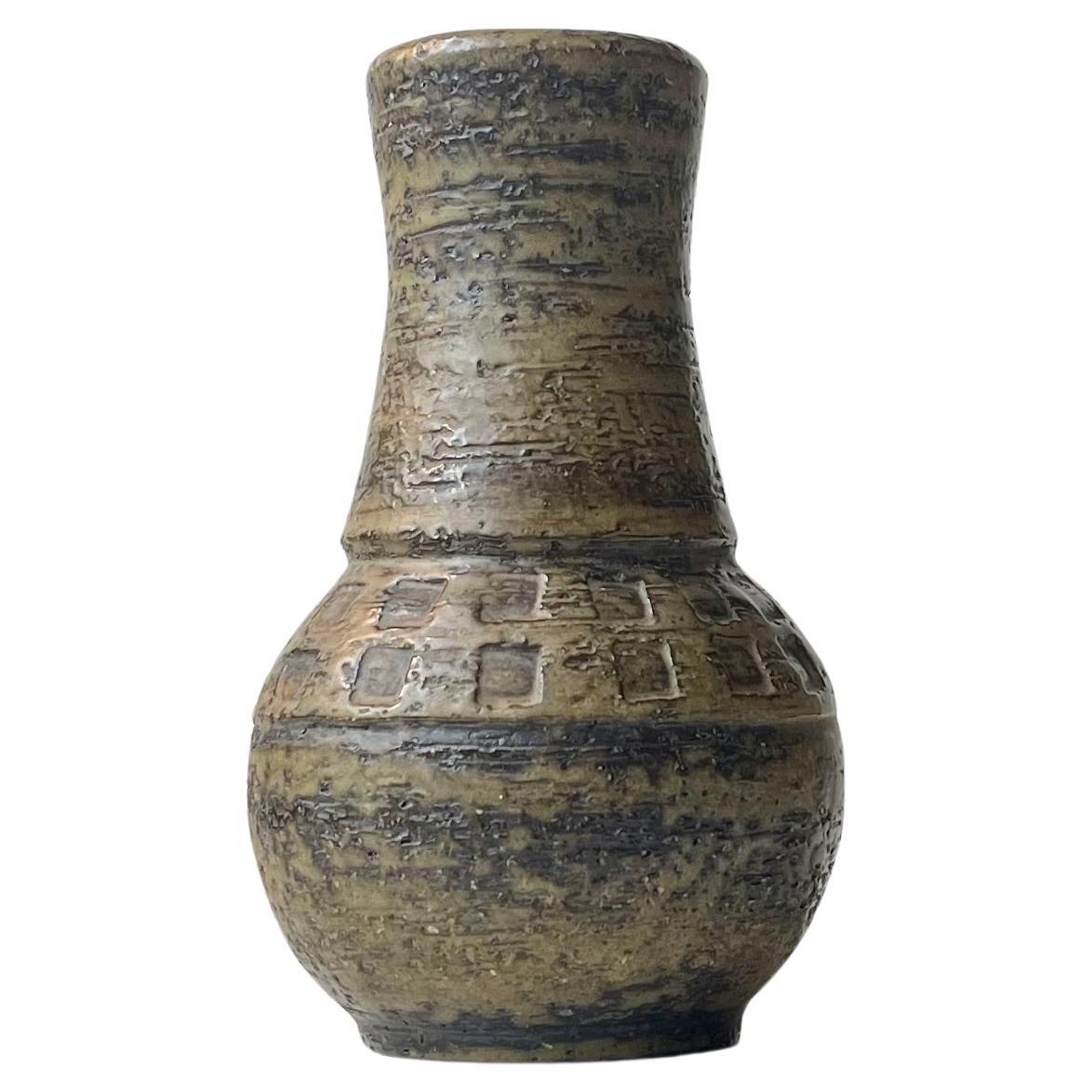 Bitossi Camouflage-Glasur-Vase aus Chamotte-Steinzeug von Aldo Londi im Angebot