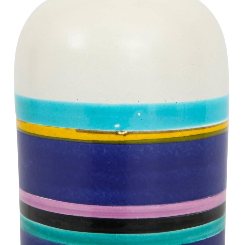 Italian Bitossi Lamp, Ceramic, Stripes, Blue, White, Signed For Sale