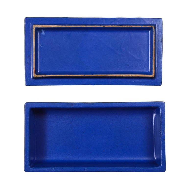 Bitossi Box, Ceramic, Sgraffito, Blue, Black, Abstract, Geometric ...