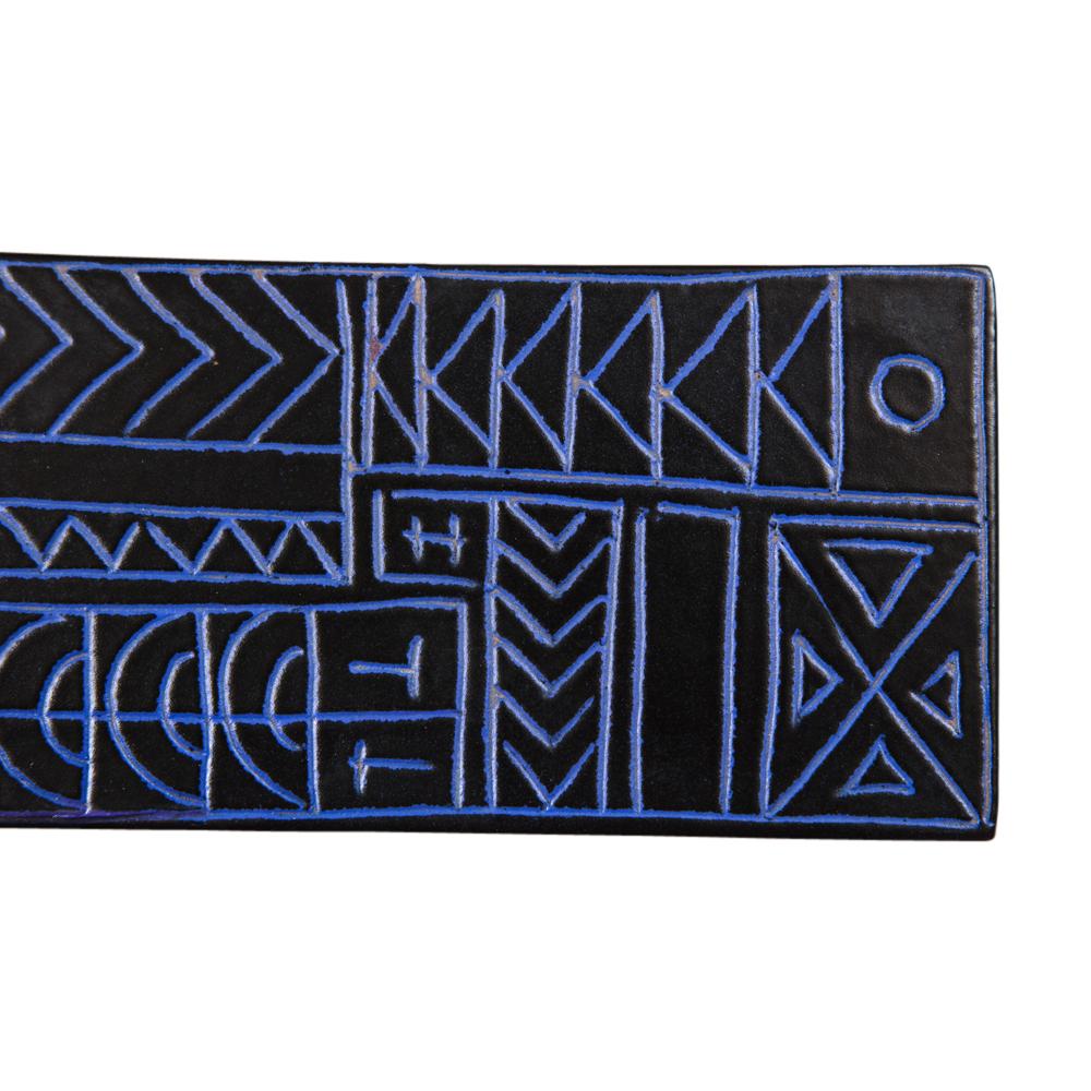 Mid-20th Century Bitossi Box, Ceramic, Sgraffito, Blue, Black, Abstract, Geometric, Signed For Sale
