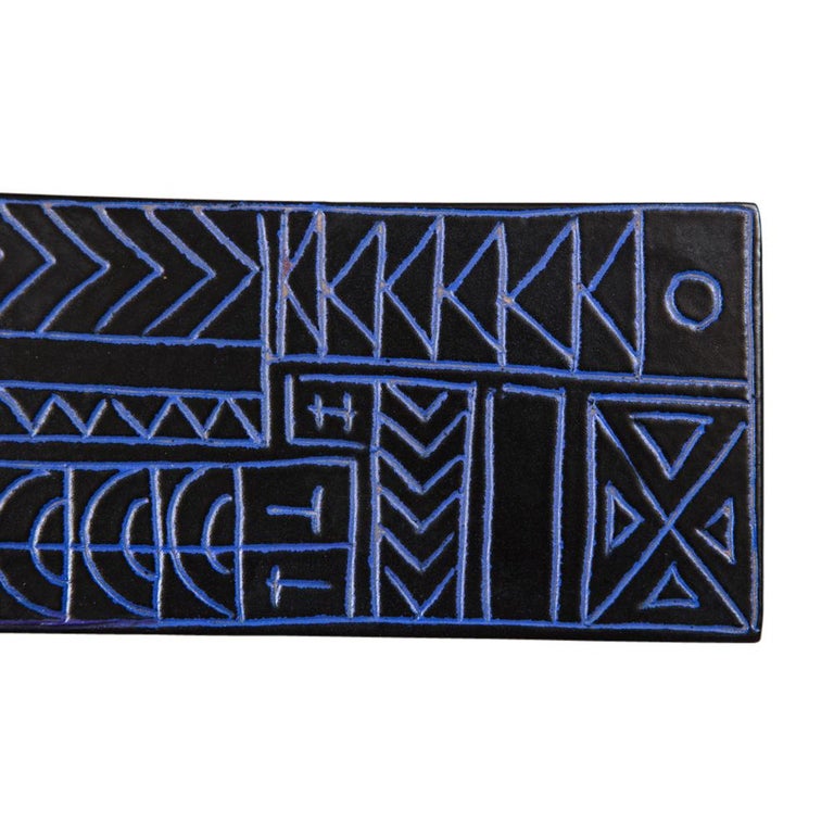Bitossi Box, Ceramic, Sgraffito, Blue, Black, Abstract, Geometric ...