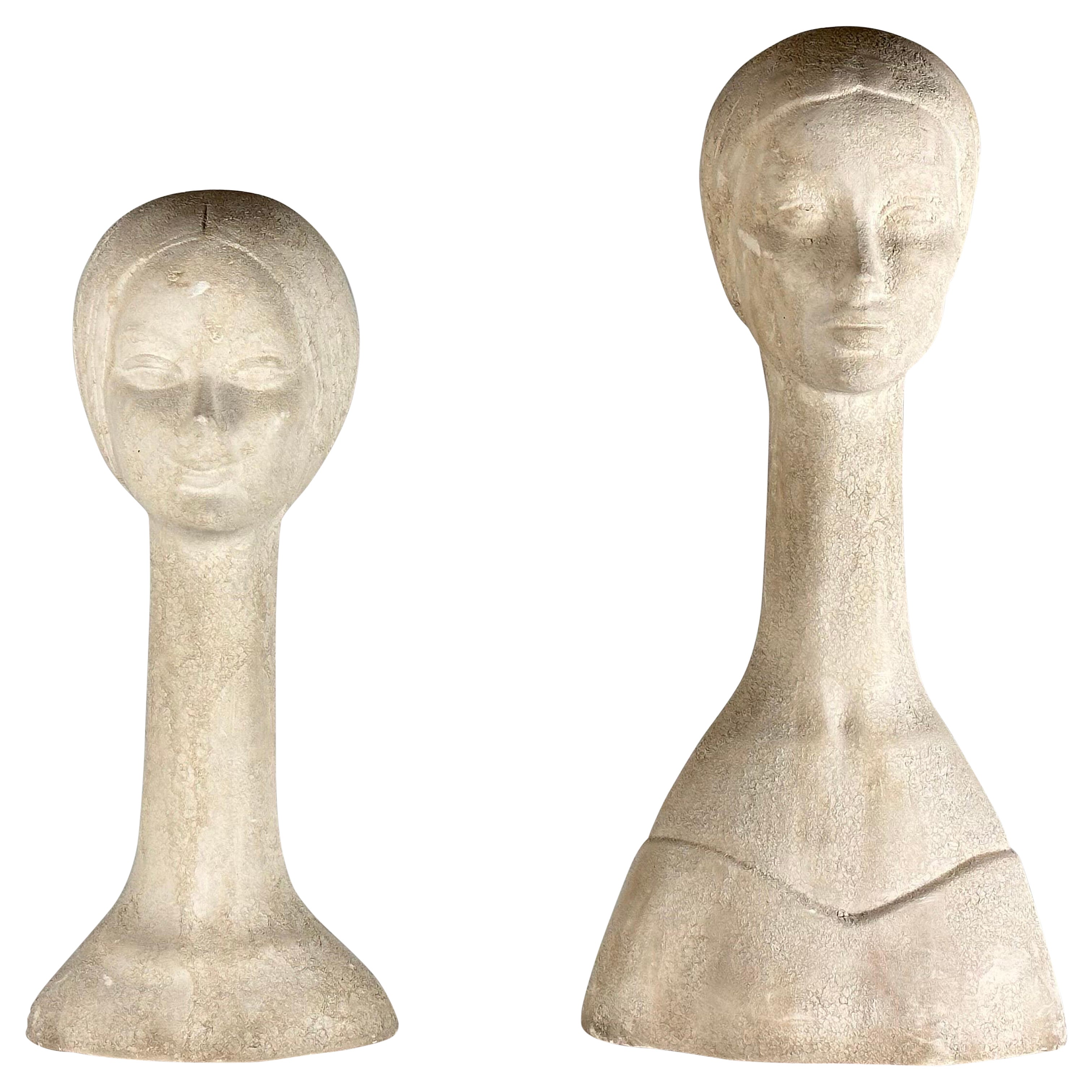 Bitossi Ceramic Busts 
Mother and Daughter
 - Exquisite 1970s Artistry