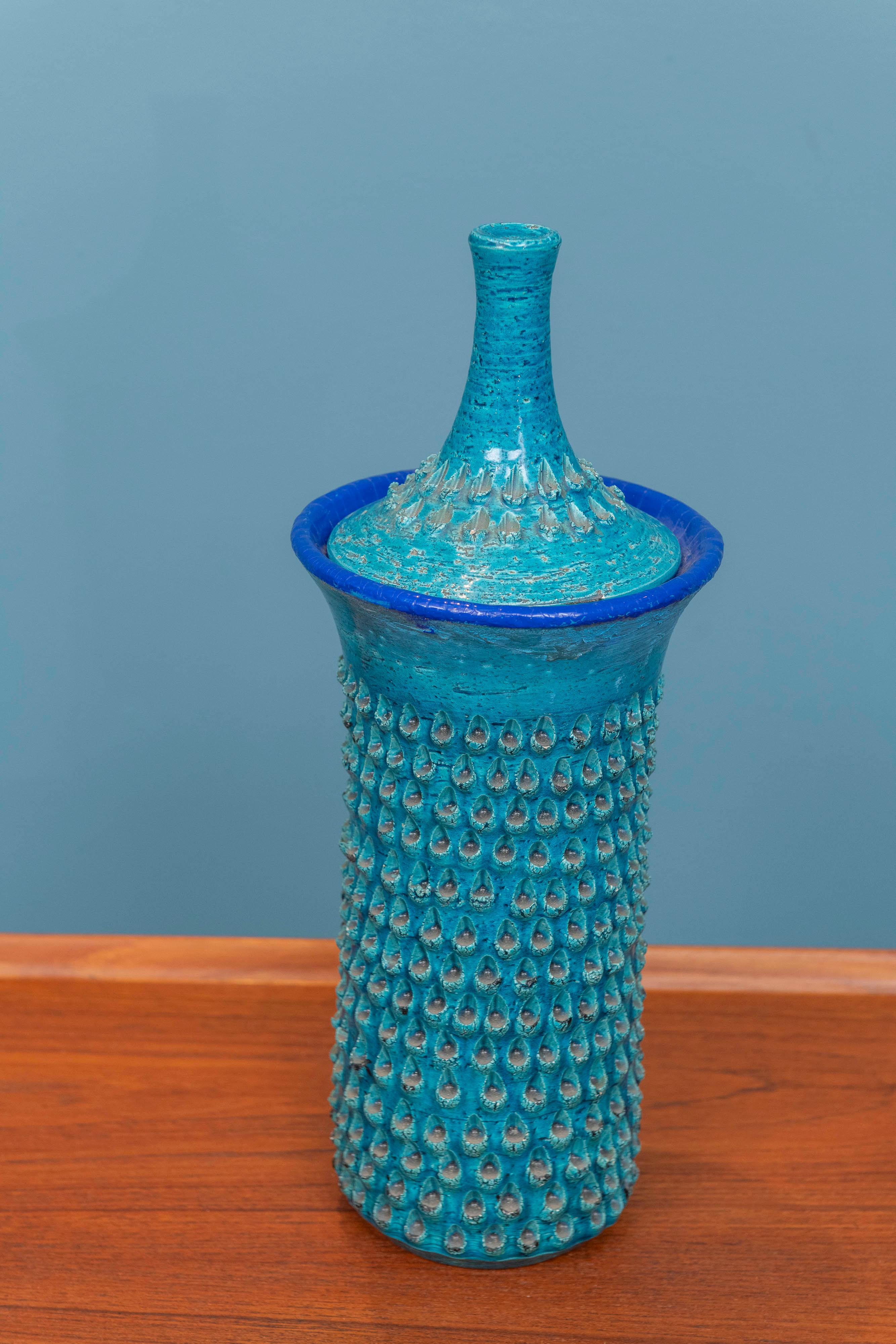 Mid-Century Modern Bitossi Ceramic Covered Vase, Italy For Sale
