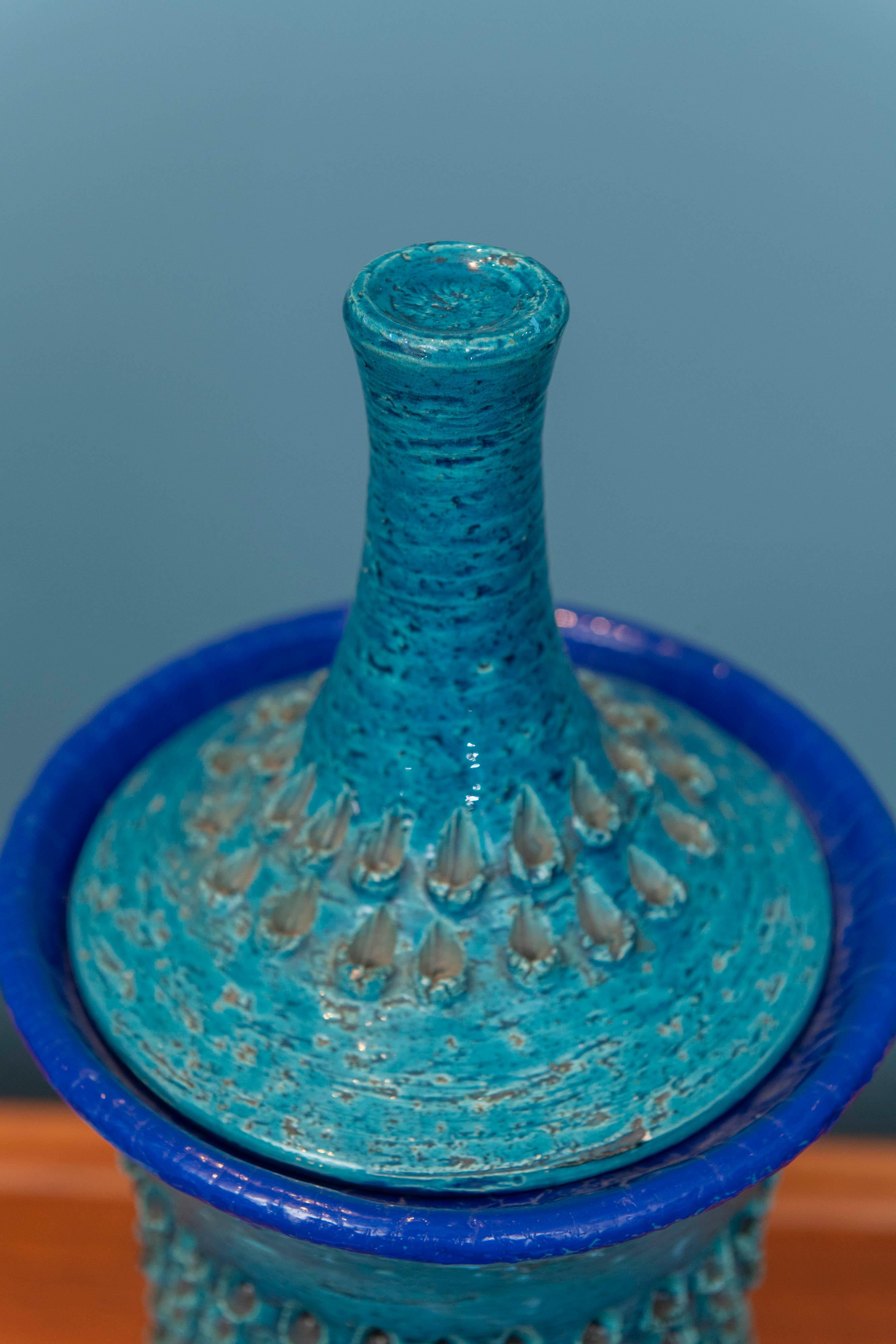 Italian Bitossi Ceramic Covered Vase, Italy For Sale