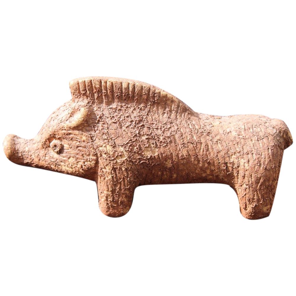 Bitossi Ceramic Depicting Wild Boar in Fake Excavation, 1960 For Sale