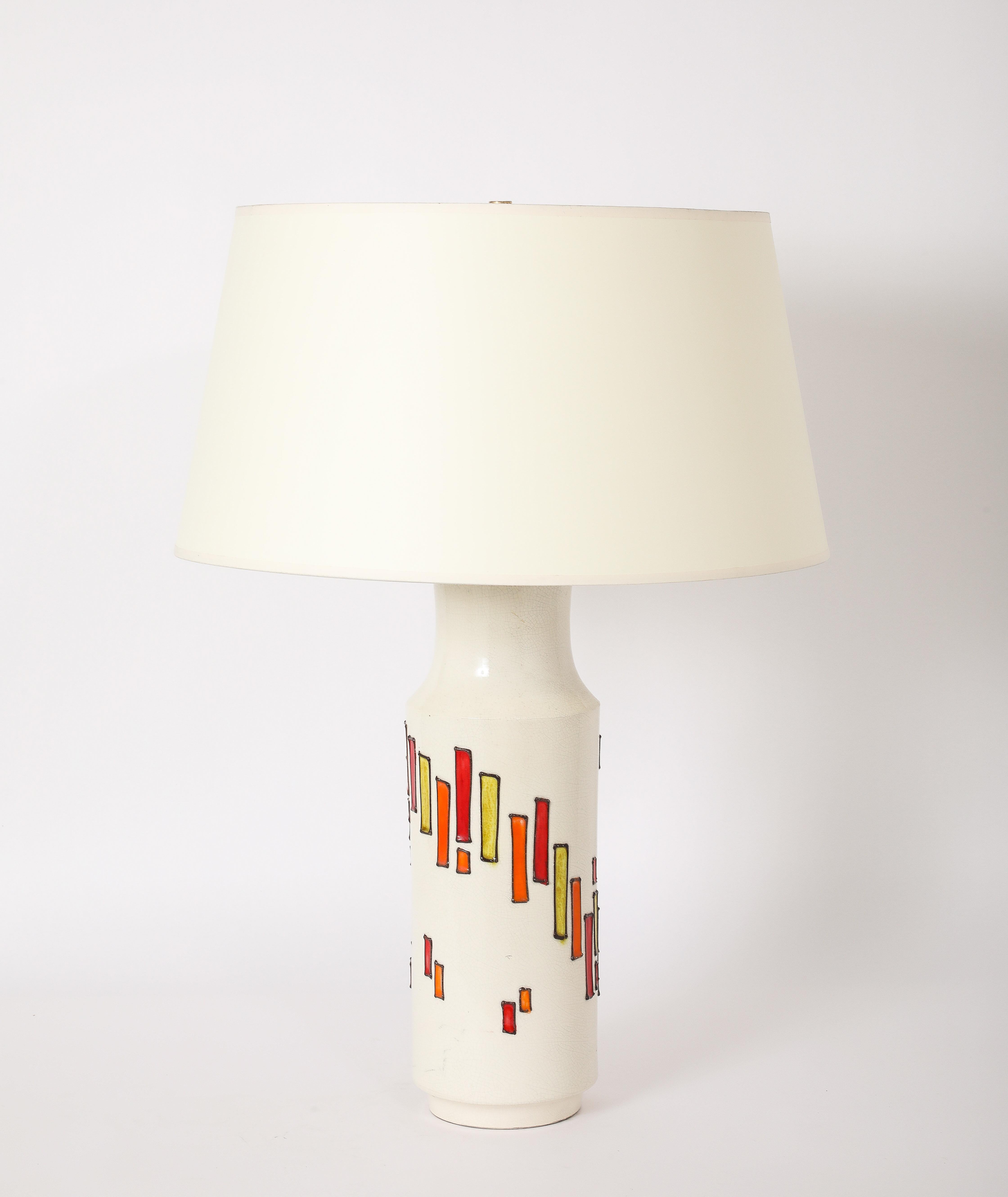 Mid-Century Modern Lampe en céramique et verre fusionné Bitossi, Italie, années 1960 en vente